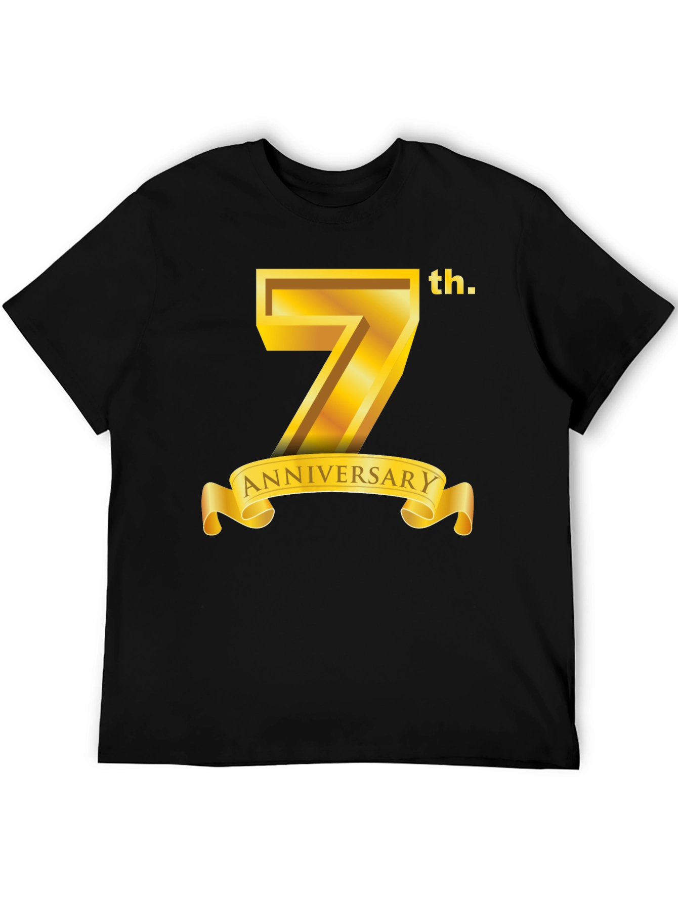 Black 7th Anniversary T-Shirt - Golden Design view 5