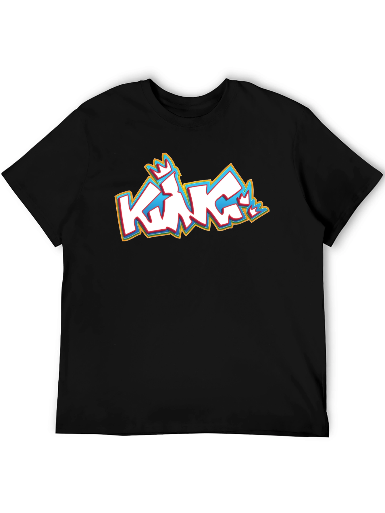 Black King Graffiti Style Black Graphic T-Shirt view 5