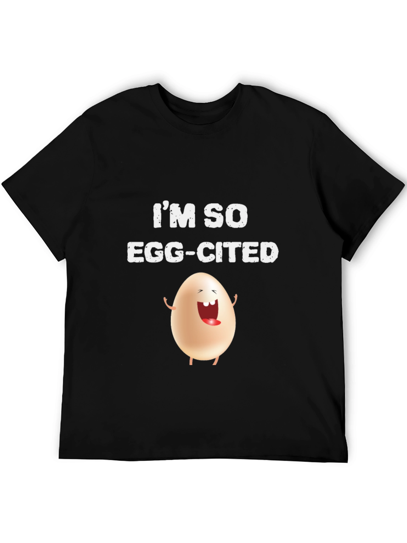 Black Funny Egg-Cited T-Shirt view 5