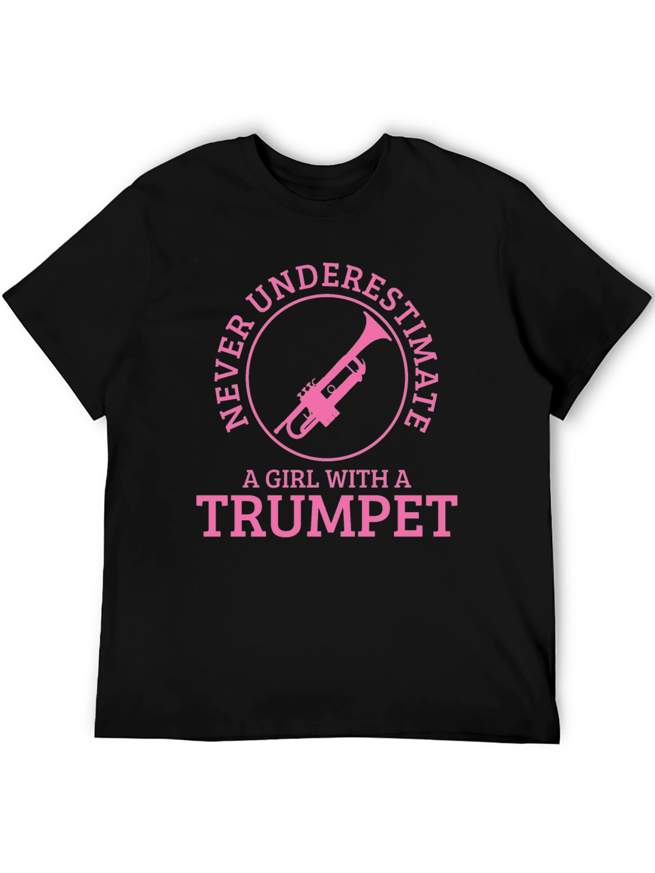 Black Trumpet Girl T-Shirt - Musician Gift view 5