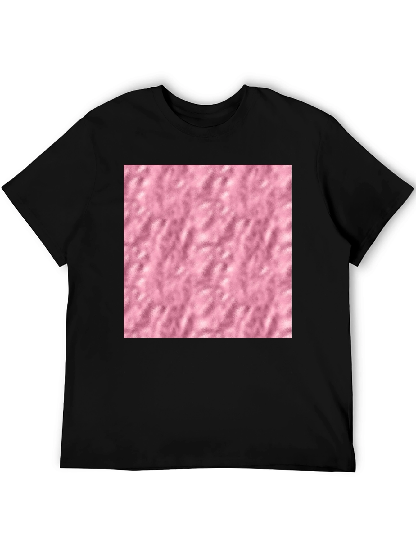 Black Black Cotton Blend T-Shirt with Pink Textured Print view 5