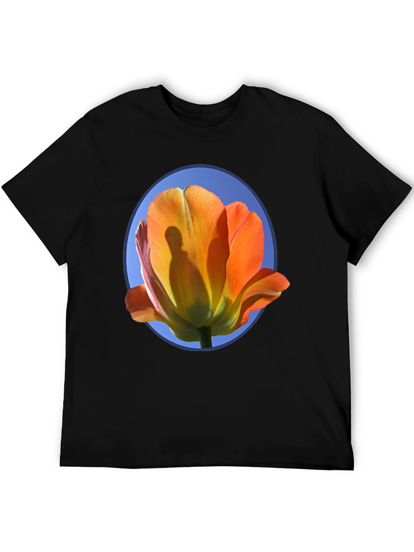 Black Floral Graphic Tee - Artistic Tulip Design view 5
