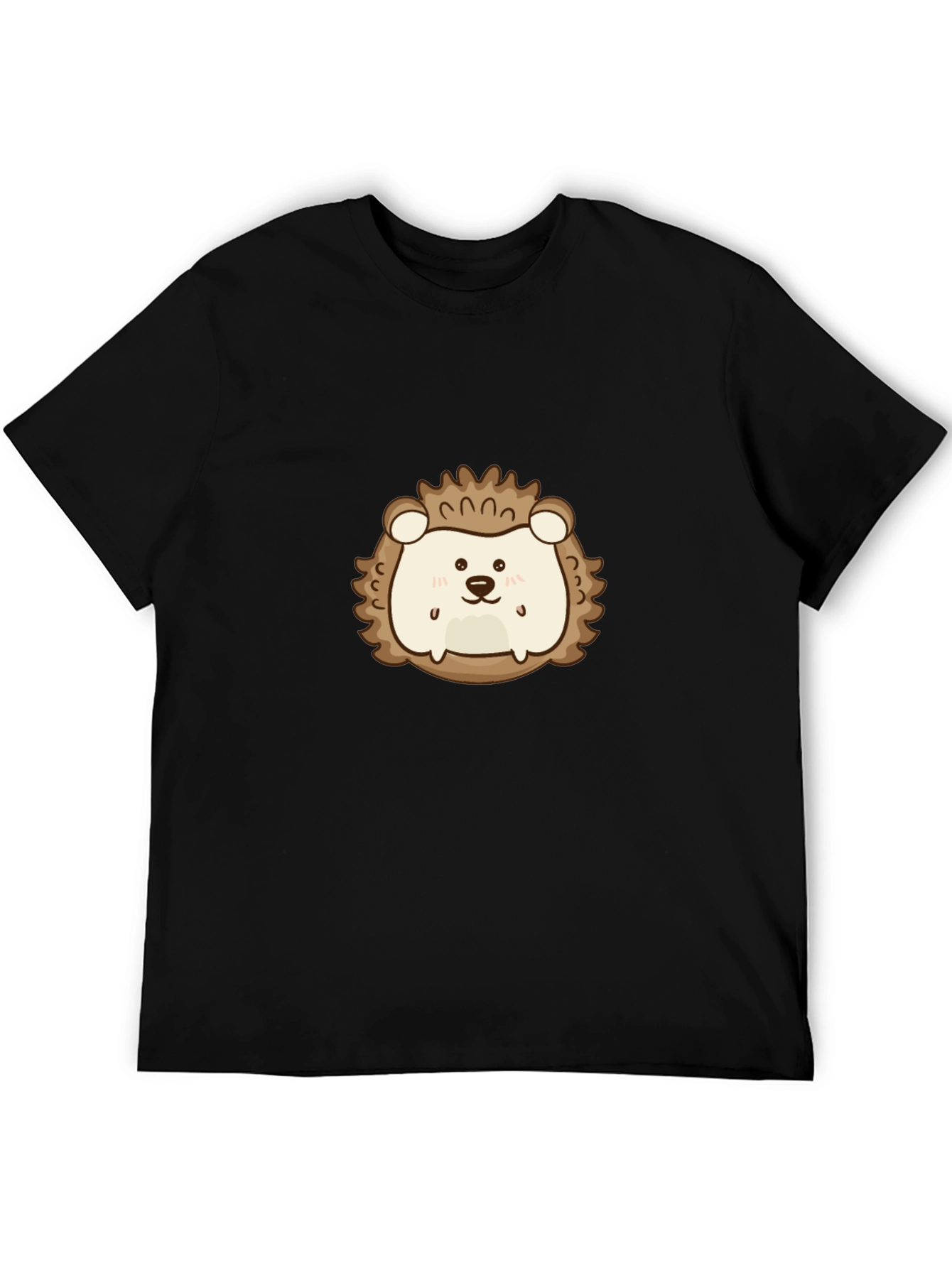 Black Cute Hedgehog Graphic Tee - Black Cotton Comfort view 5