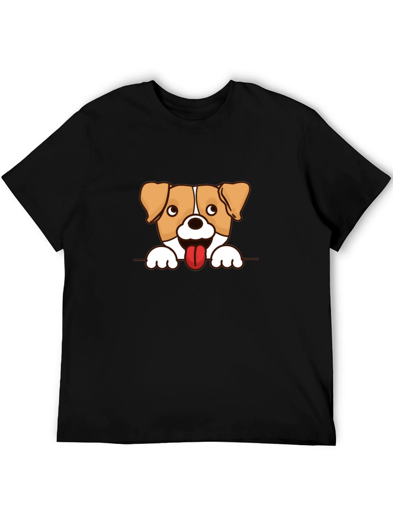 Black Cute Dog Graphic Tee - Black Short Sleeve T-Shirt view 5