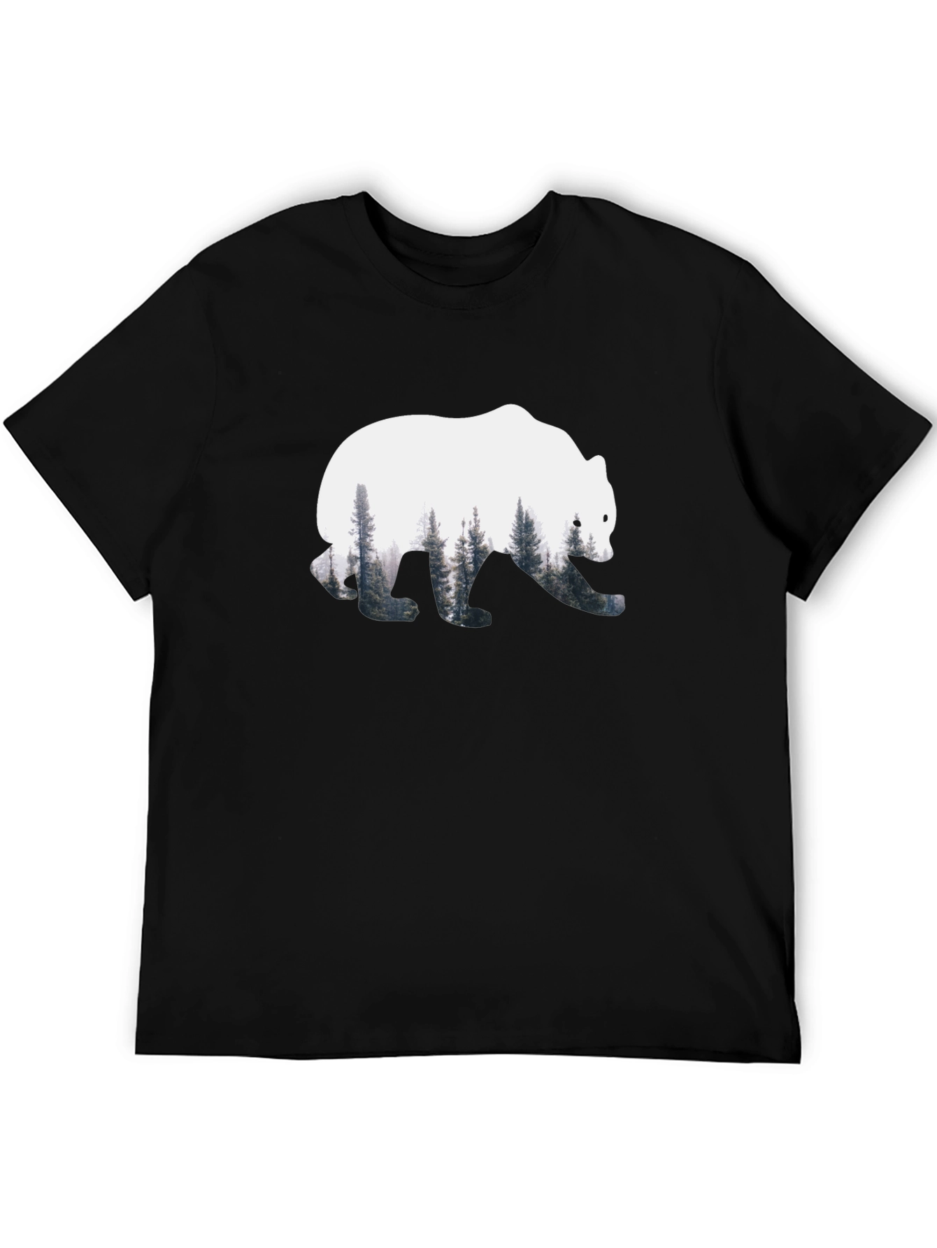 Black Bear Forest Graphic Black T-Shirt view 5