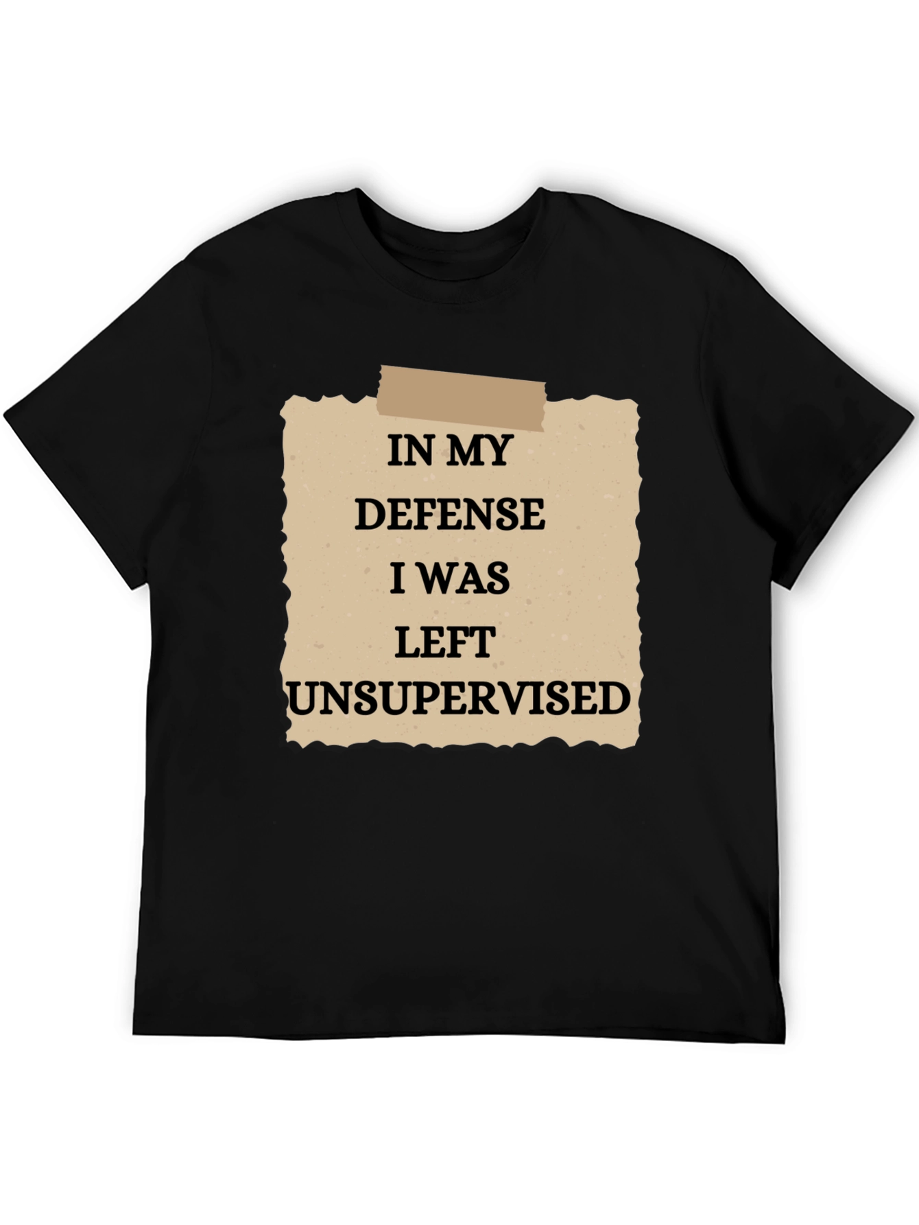 Black Funny "In My Defense" Graphic T-Shirt view 5