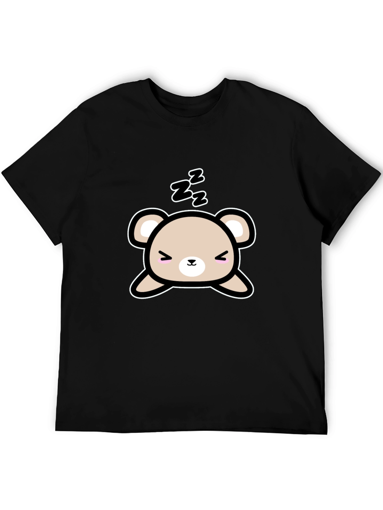 Black Cute Sleeping Bear Black T-Shirt view 5