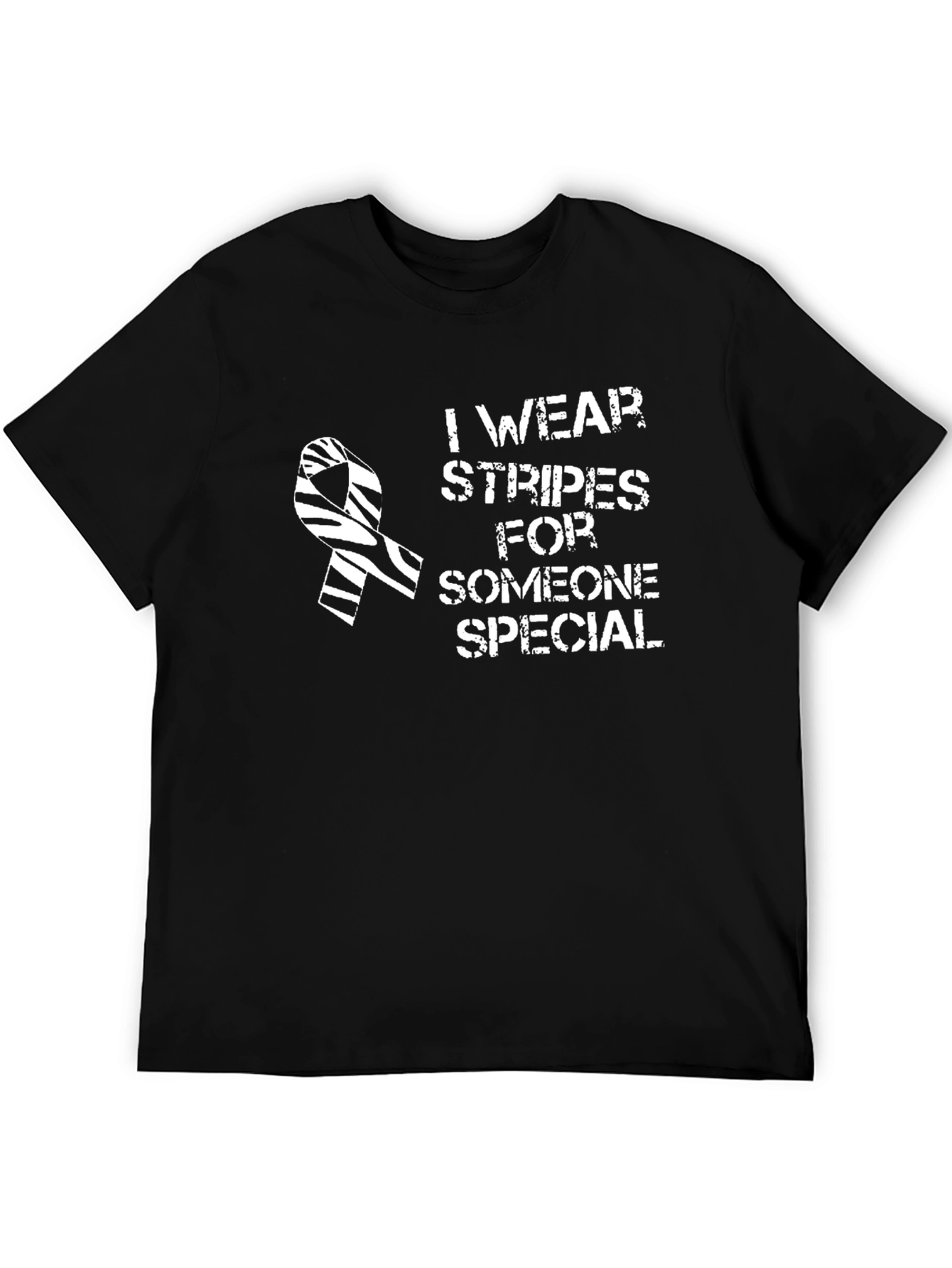 Black Zebra Stripe Ribbon Awareness T-Shirt - I Wear Stripes view 5