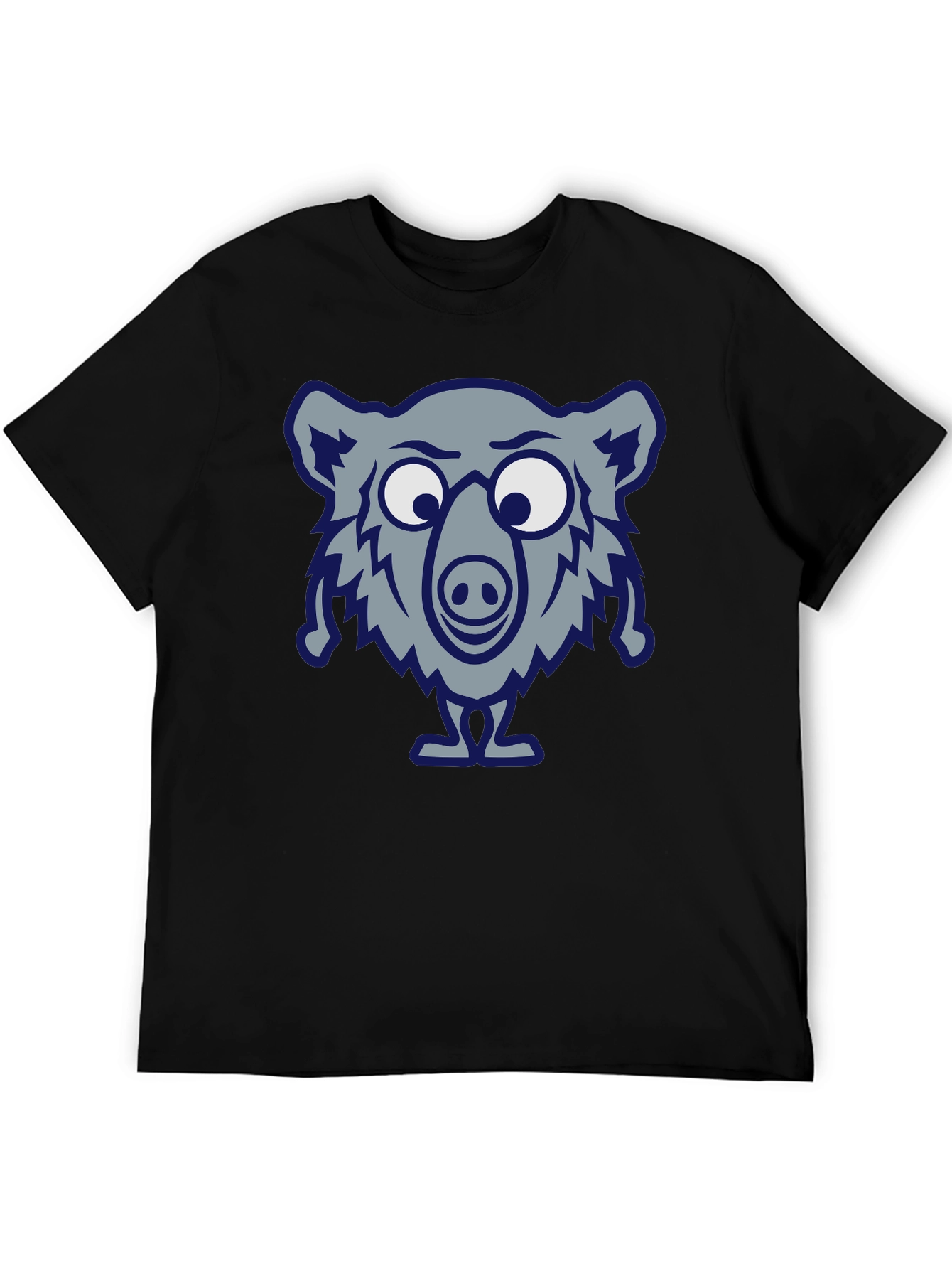 Black Funny Cartoon Bear Black T-Shirt view 5