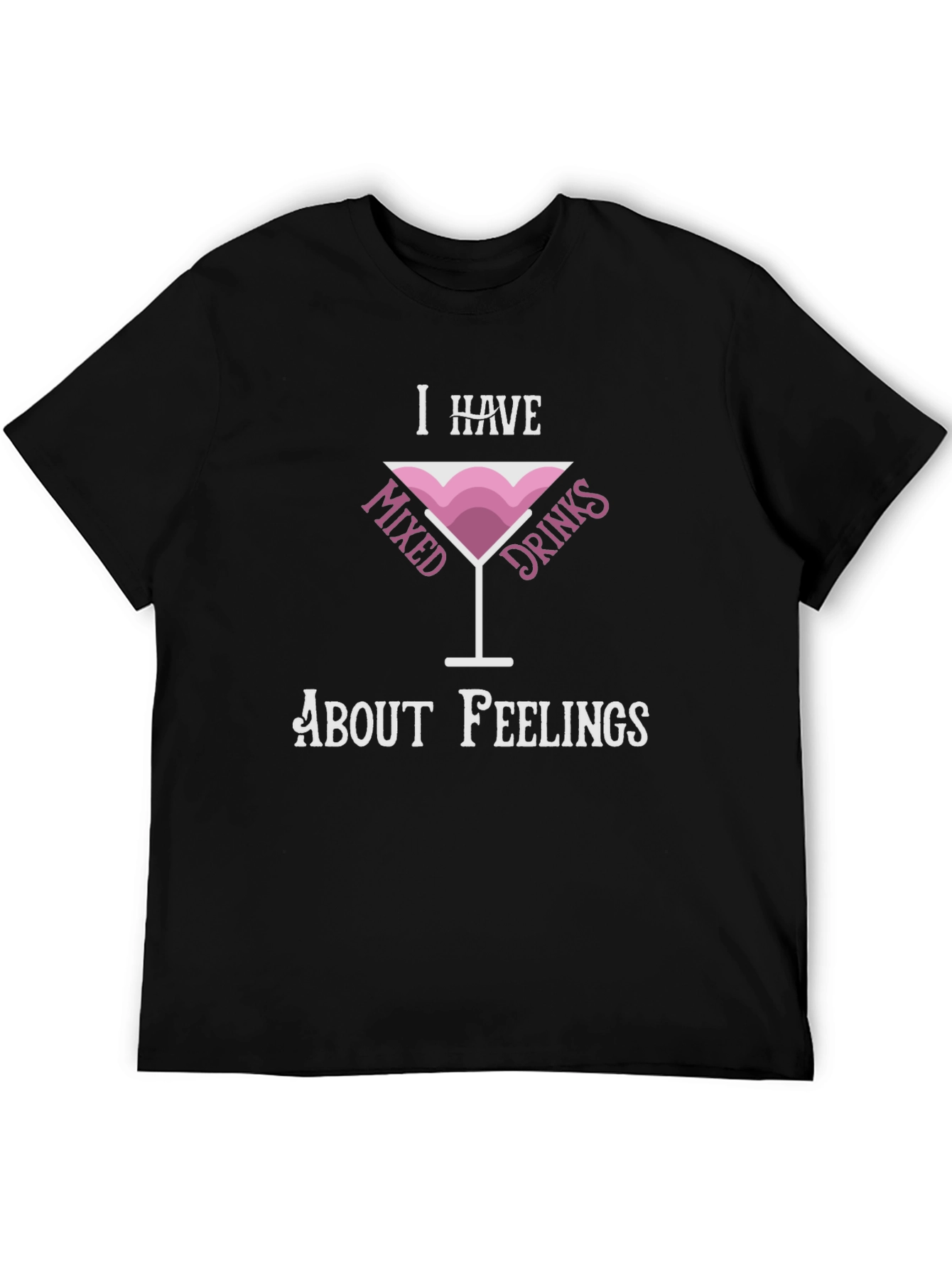 Black Mixed Drinks Feelings Tee - Humorous Graphic T-Shirt view 5
