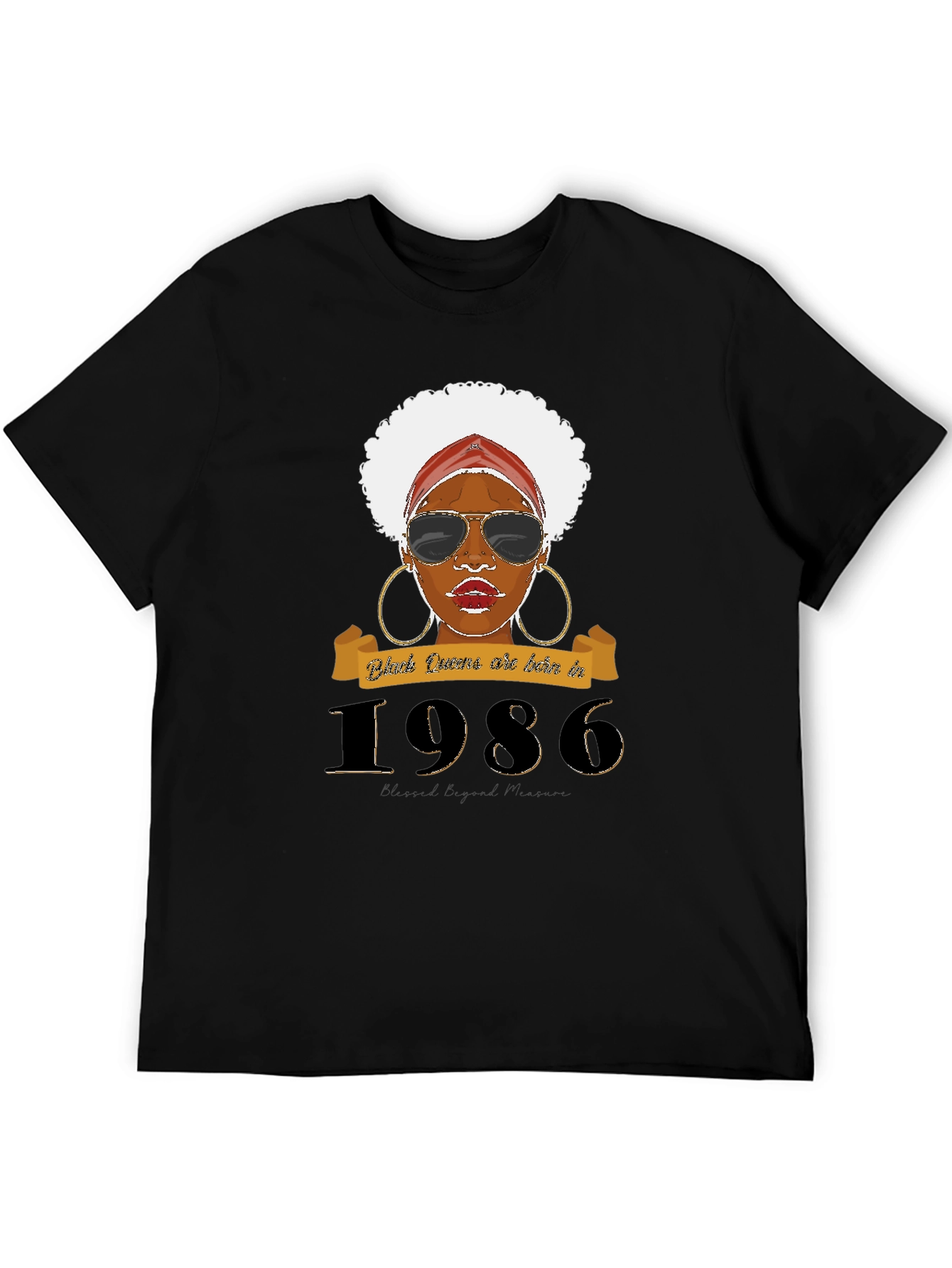 Black Black Queen Born In 1986 T-Shirt view 5