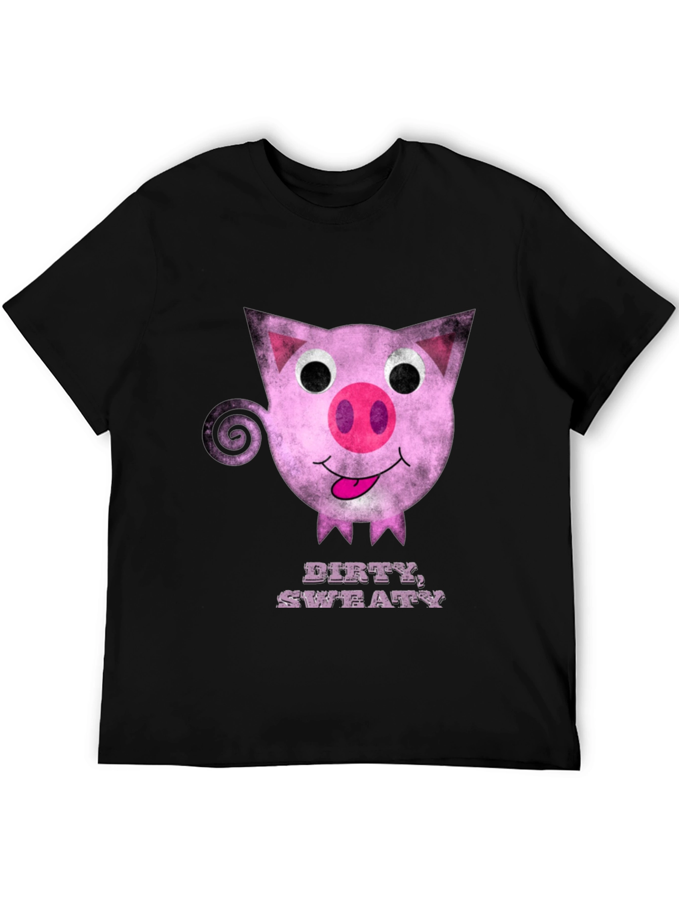 Black Dirty Sweaty Pig Graphic Tee - Black Cotton T-Shirt view 5