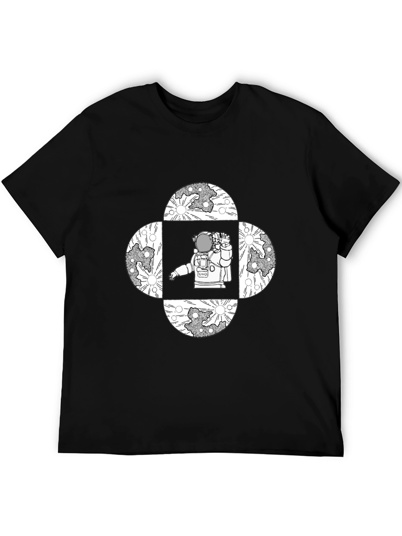 Black Astronaut Moon T-Shirt - Space Graphic Tee view 5