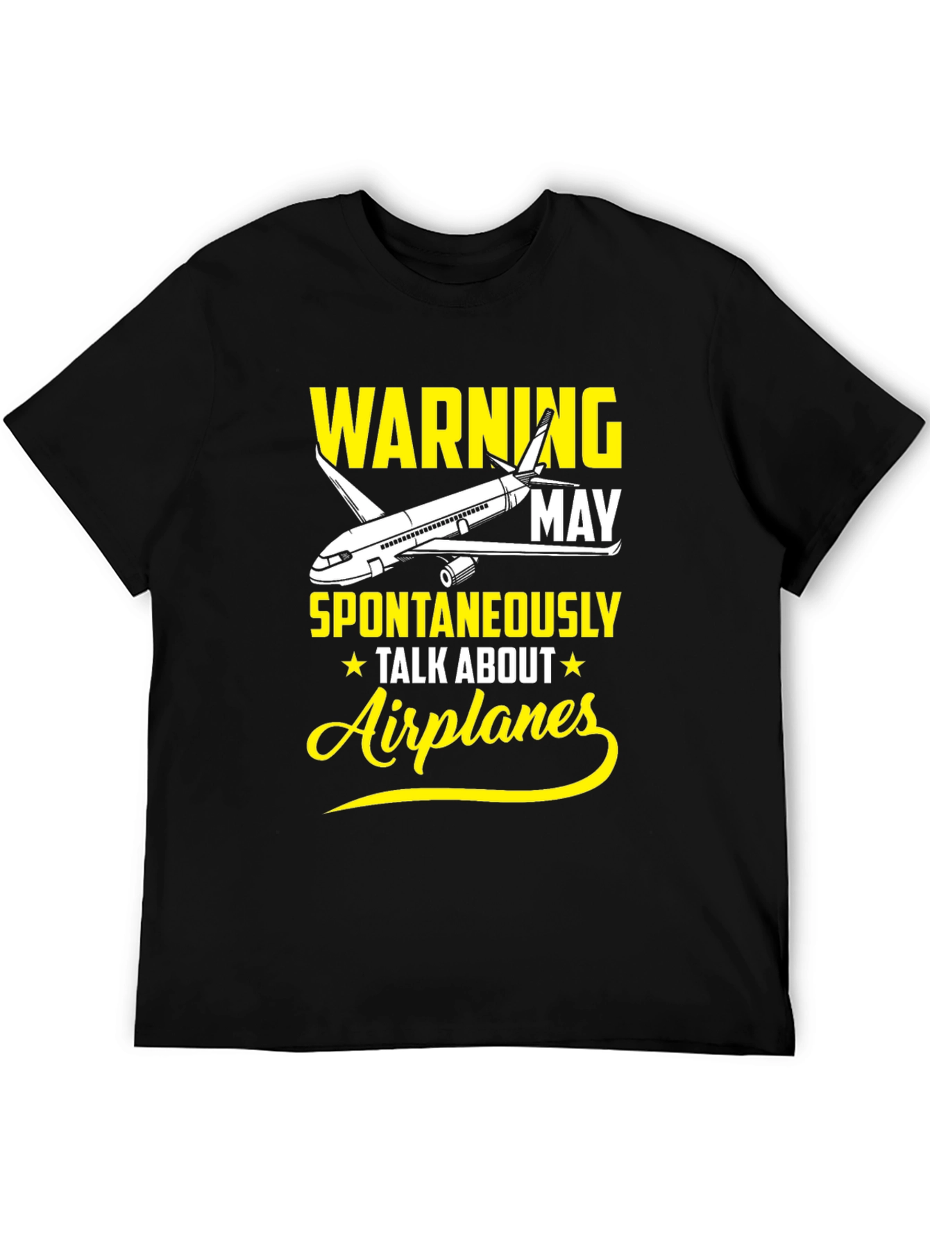 Black Warning May Spontaneously Talk About Airplanes T-Shirt view 5