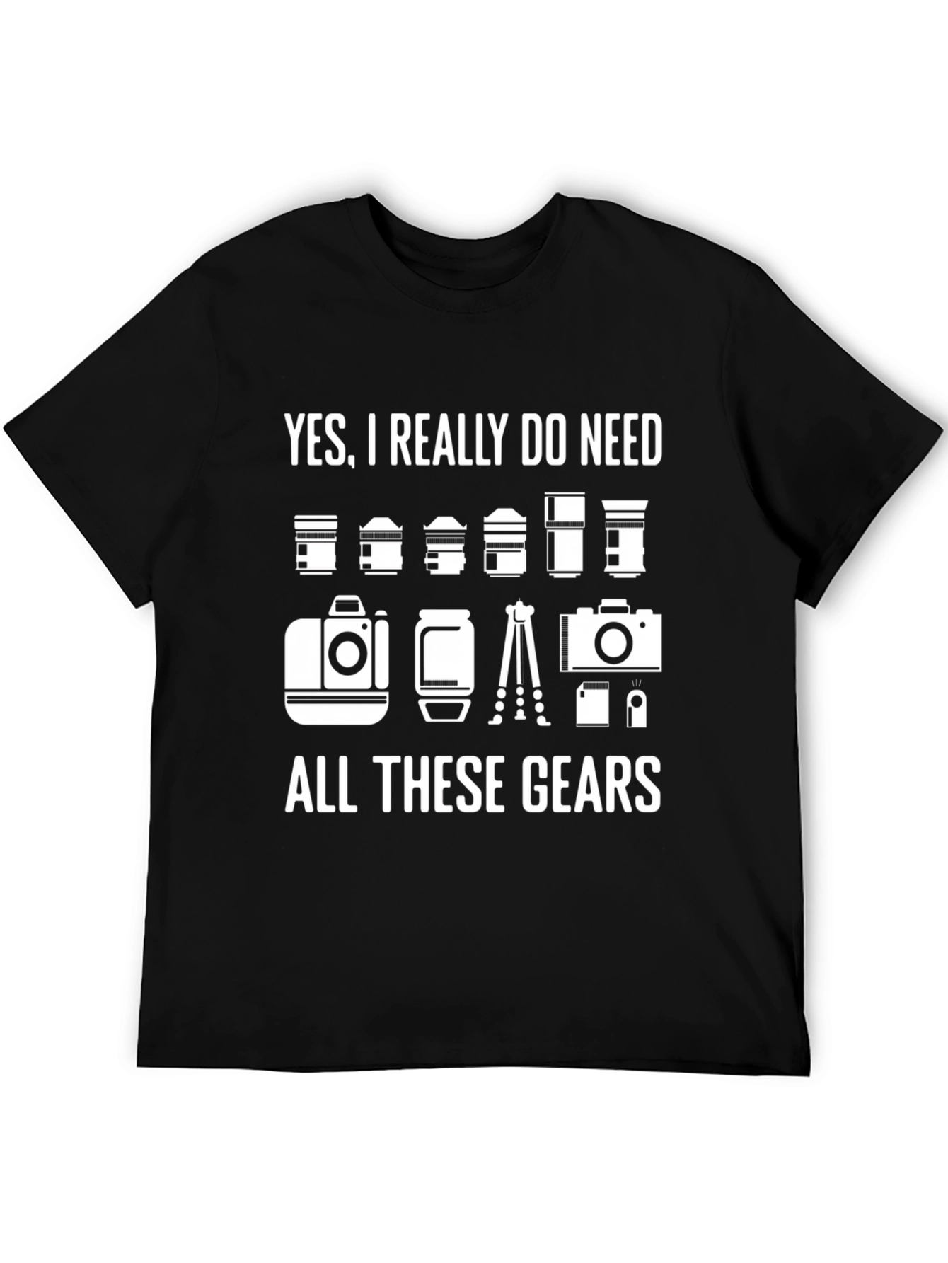 Black Photographer Gear T-Shirt - Funny Camera Lover Tee view 5