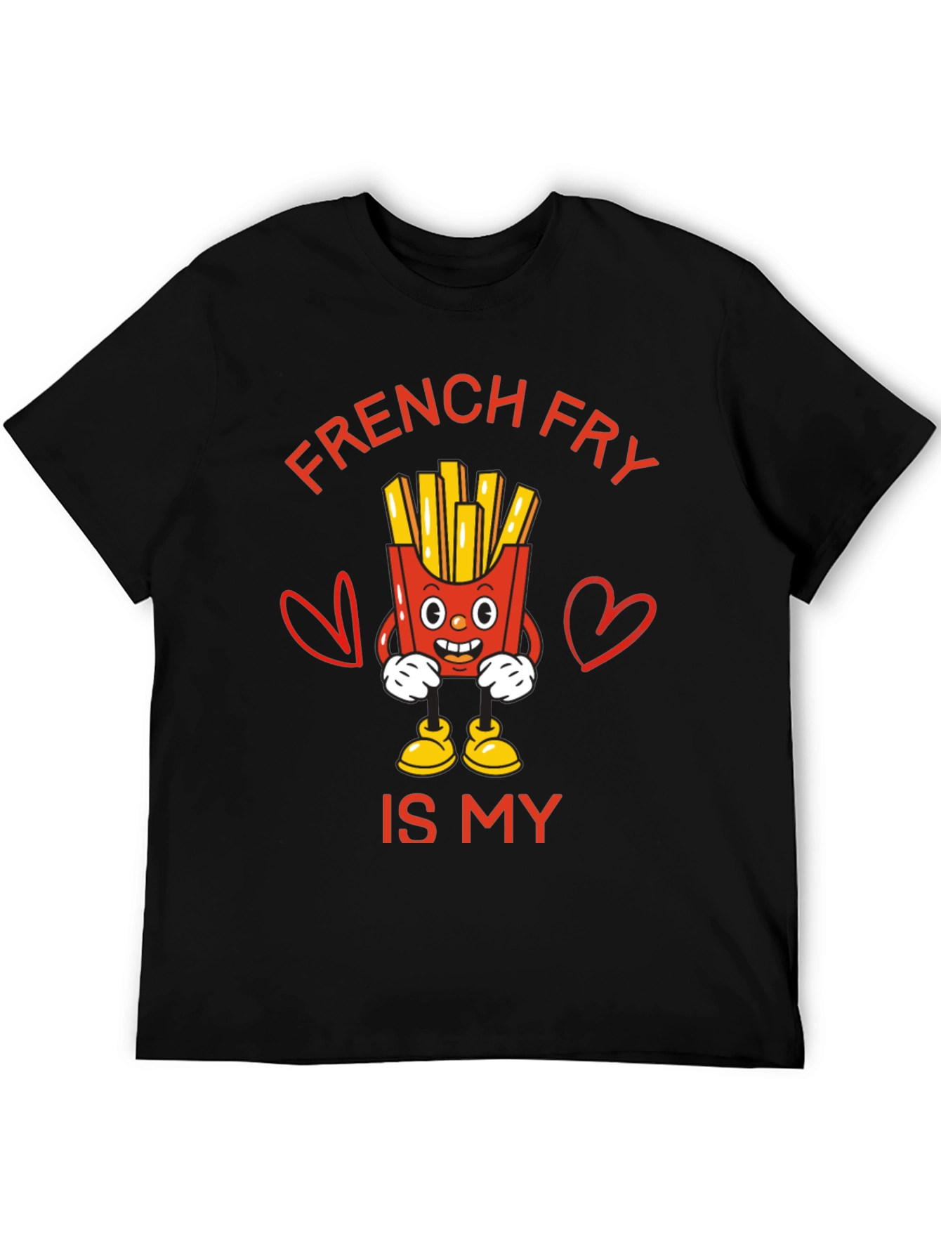 Black French Fry Is My Valentine Funny Graphic T-Shirt view 5