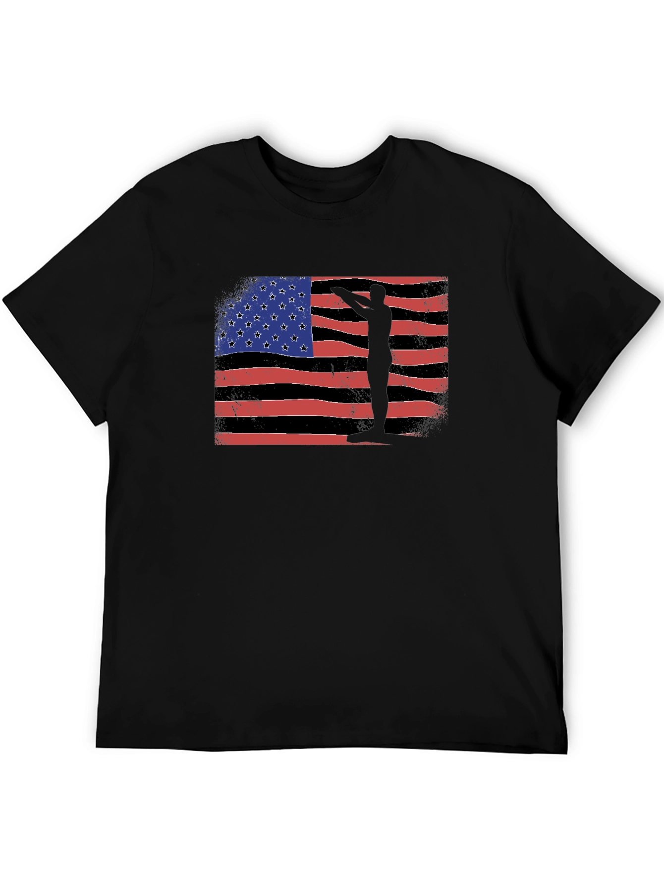 Black American Flag Silhouette Black T-Shirt view 5