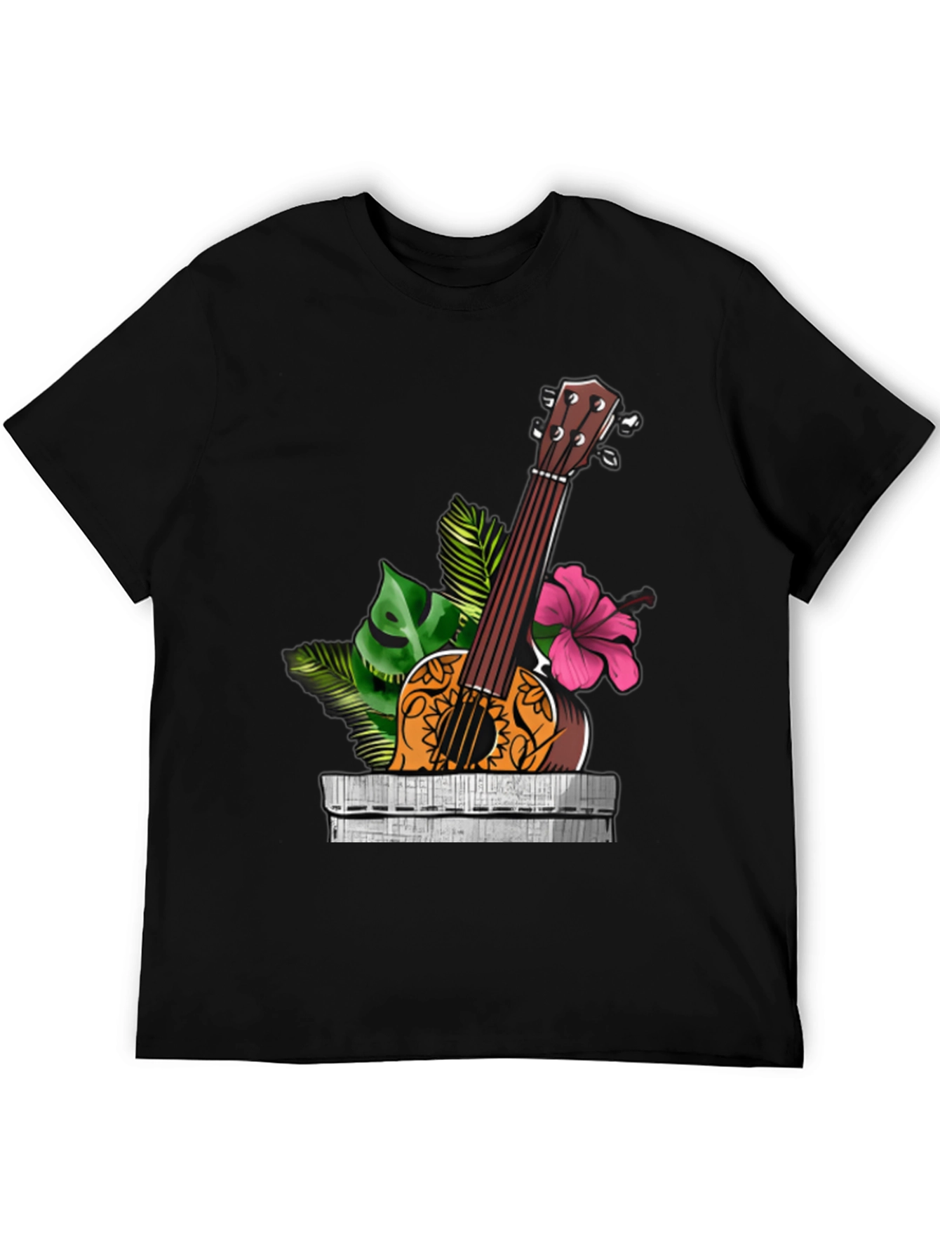 Black Tropical Ukulele Graphic Tee - Island Vibes view 5