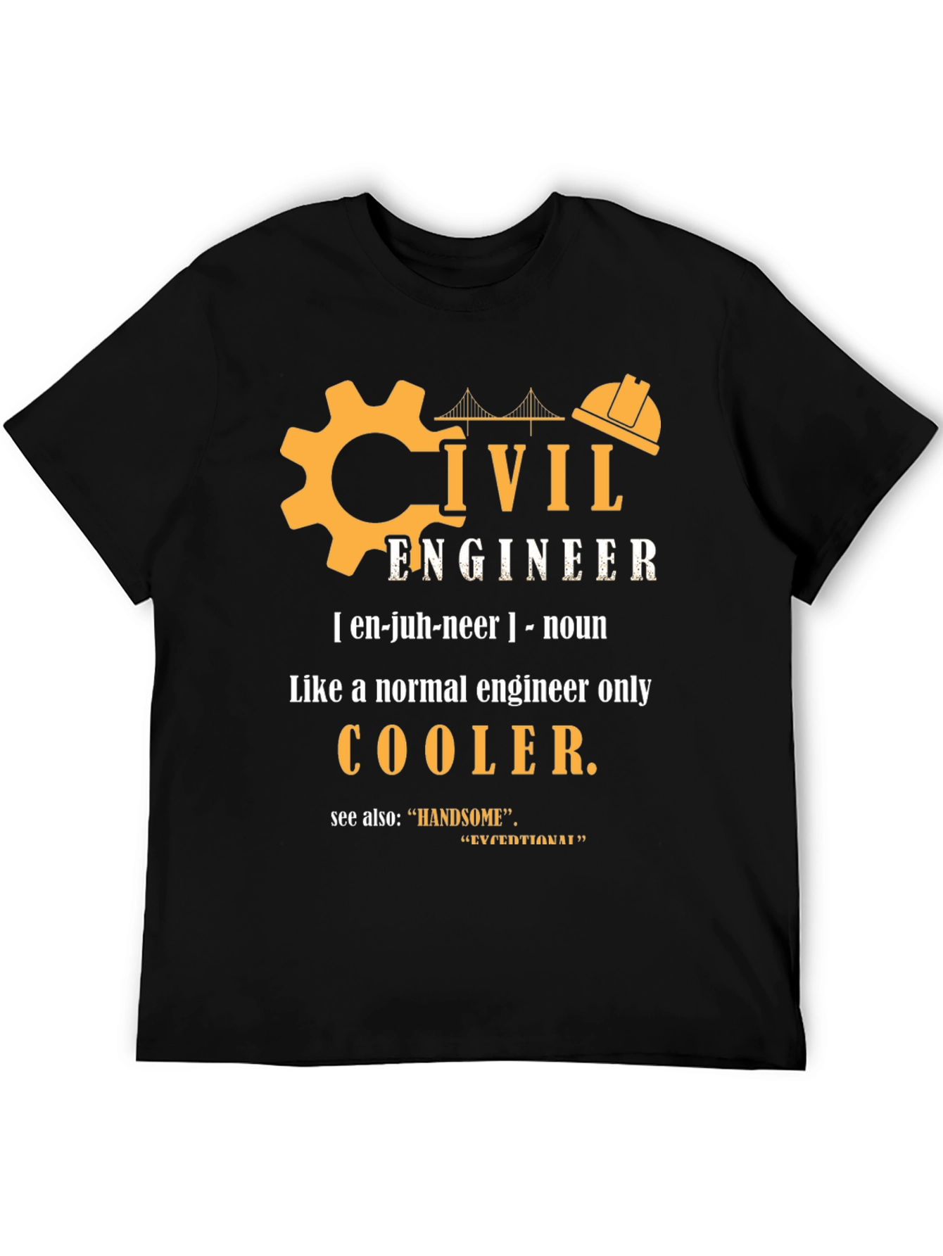 Black Civil Engineer Definition Graphic Tee view 5