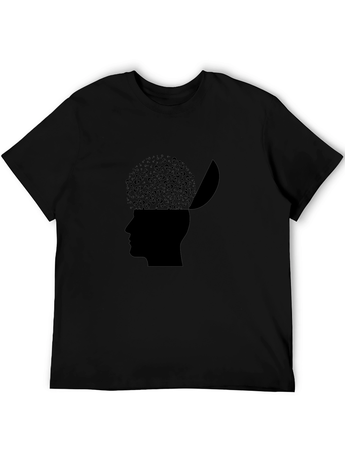 Black Mind Open T-Shirt - Question Mark Brain view 5