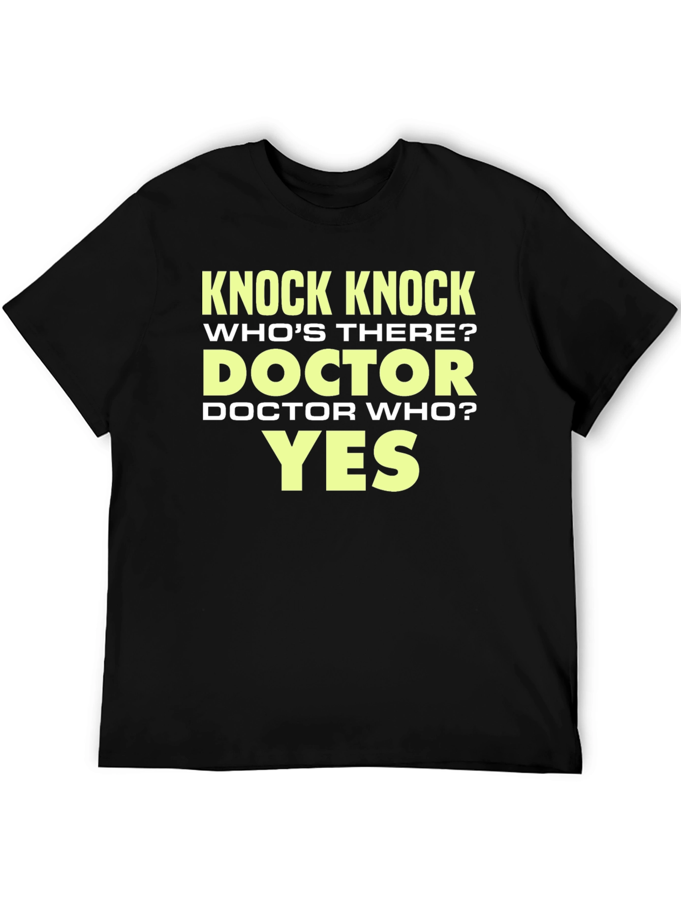 Black Knock Knock Doctor Who? Graphic T-Shirt - Black Cotton Tee view 5