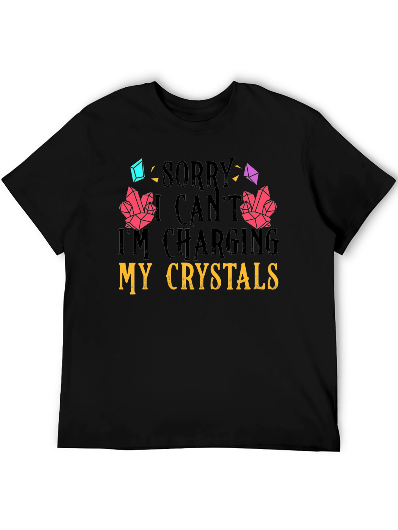 Black Charging Crystals Graphic T-Shirt view 5