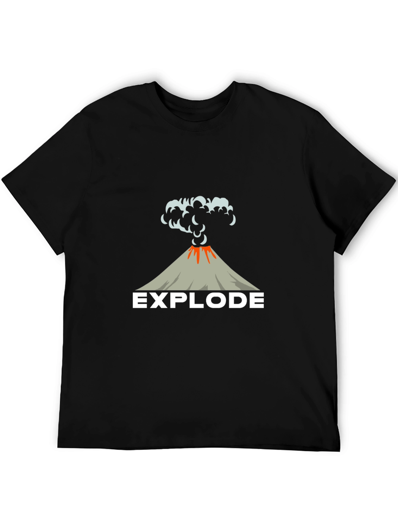 Black Explode Volcano Graphic Tee - Black Cotton T-Shirt view 5