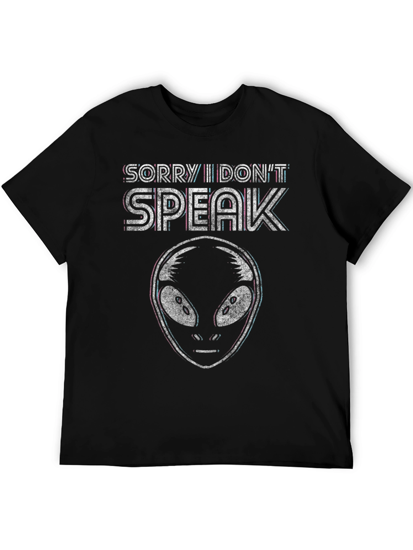 Black Sorry I Don't Speak Alien Graphic T-Shirt view 5