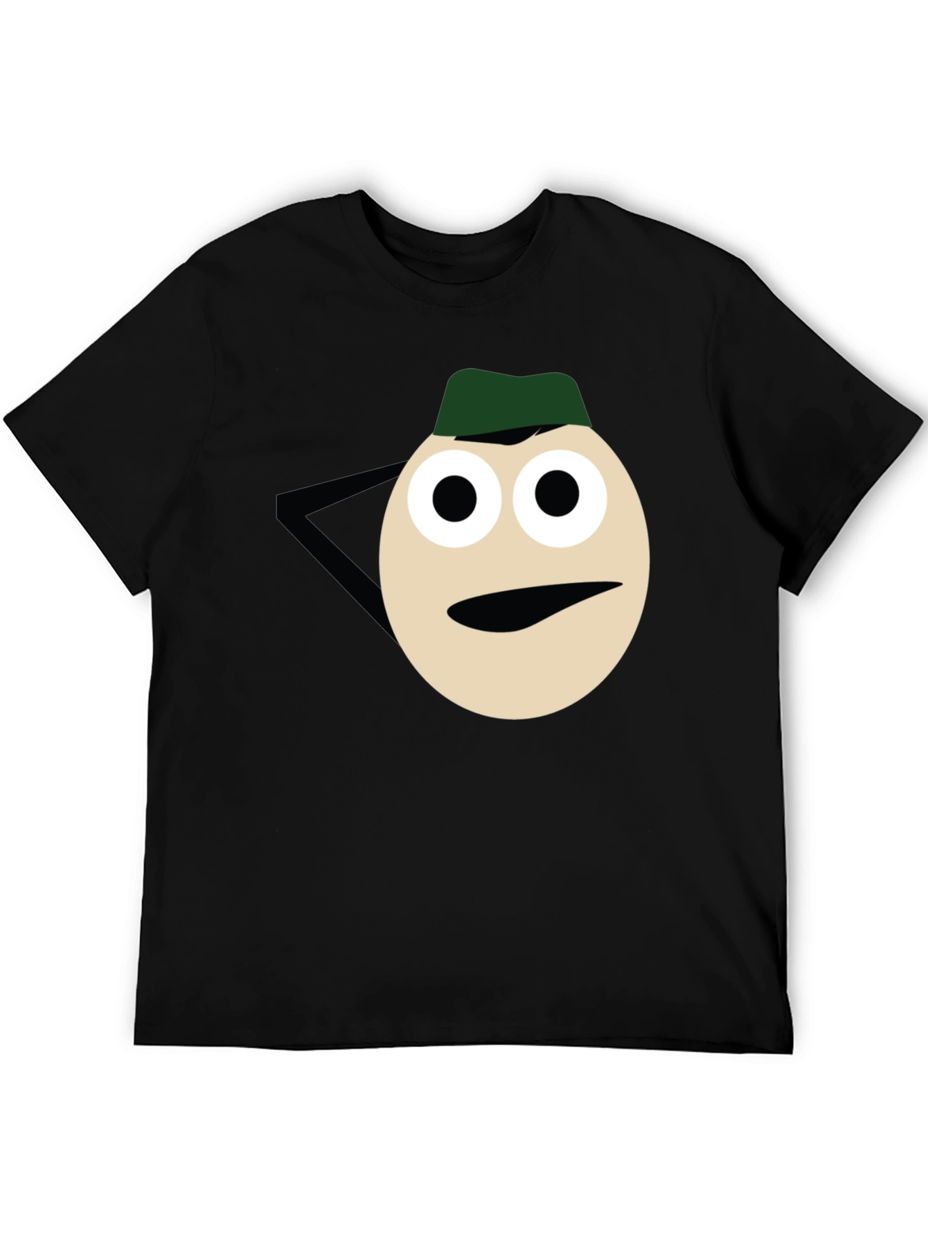 Black Funny Cartoon Face Graphic Tee - Black Casual T-Shirt view 5