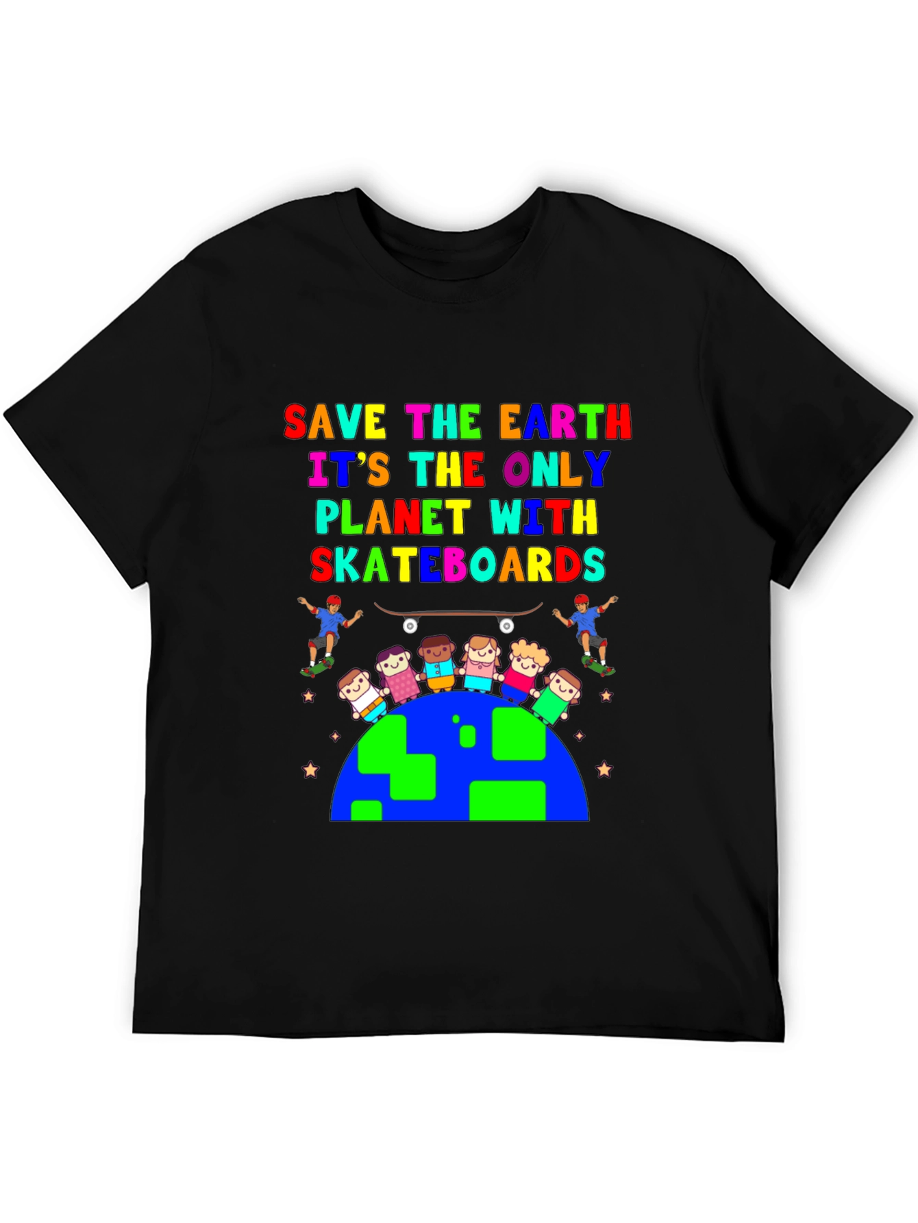 Black Save the Earth Skateboard T-Shirt view 5