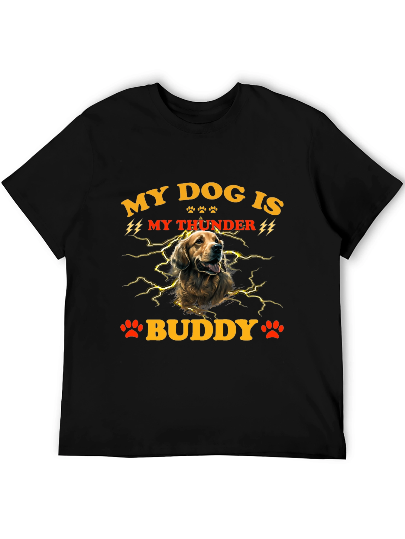 Black My Dog Is My Thunder Buddy T-Shirt view 5
