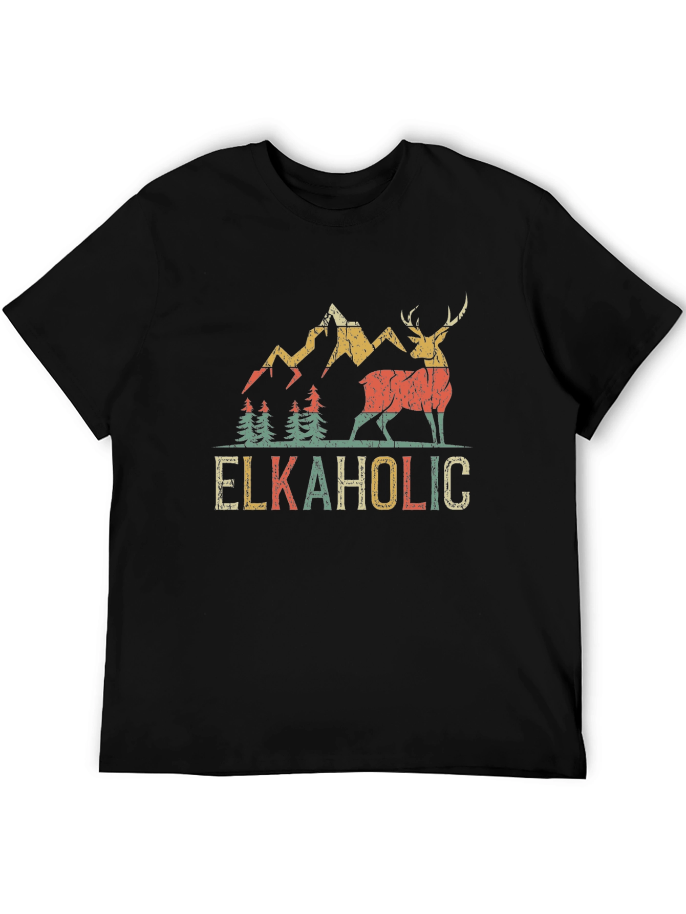 Black Elkaholic Graphic Tee - Men's Black T-Shirt view 5