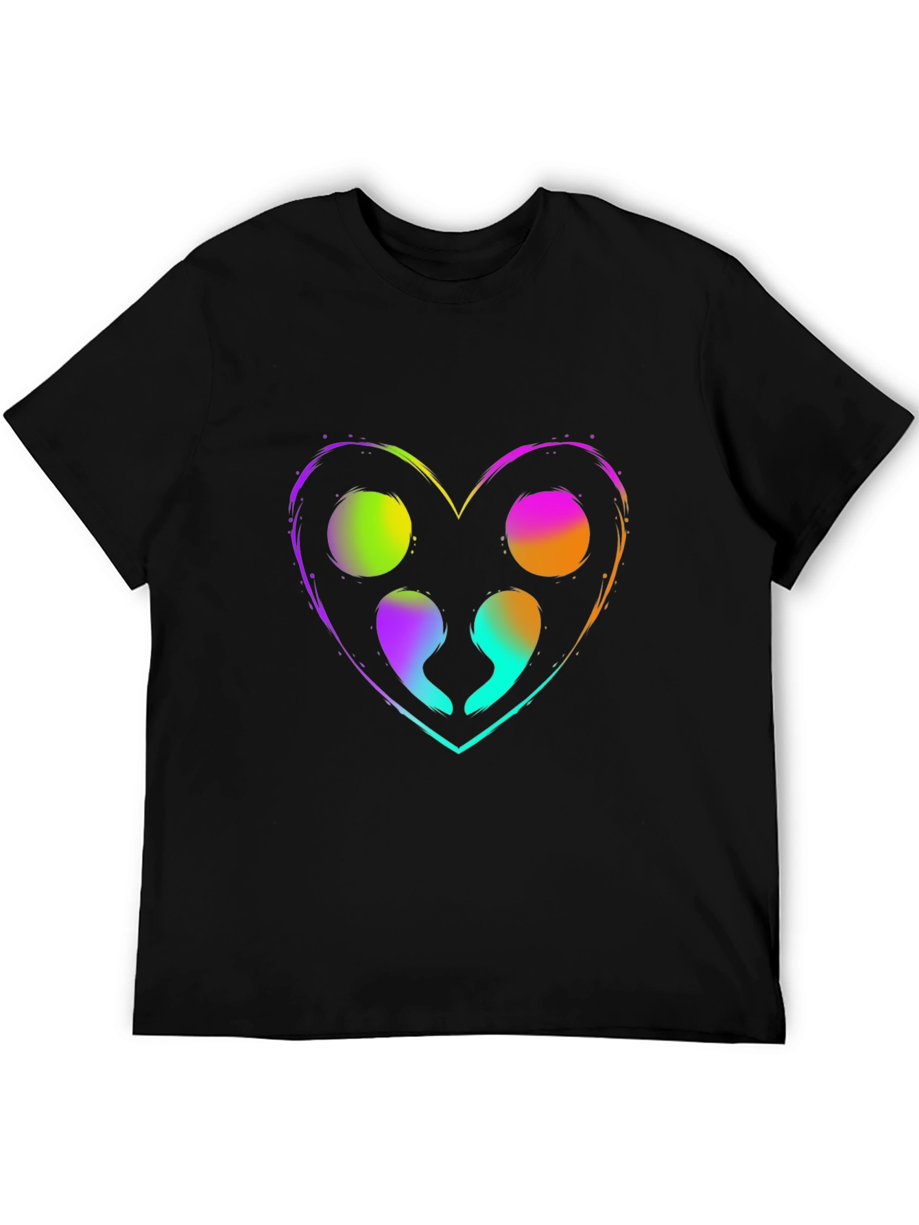 Black Colorful Semicolon Heart Graphic T-Shirt view 5