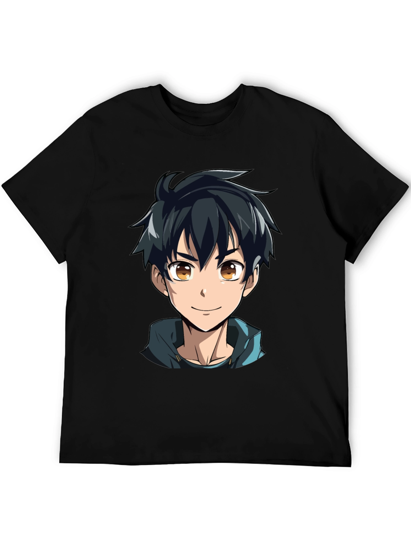 Black Anime Boy Graphic Black T-Shirt view 5
