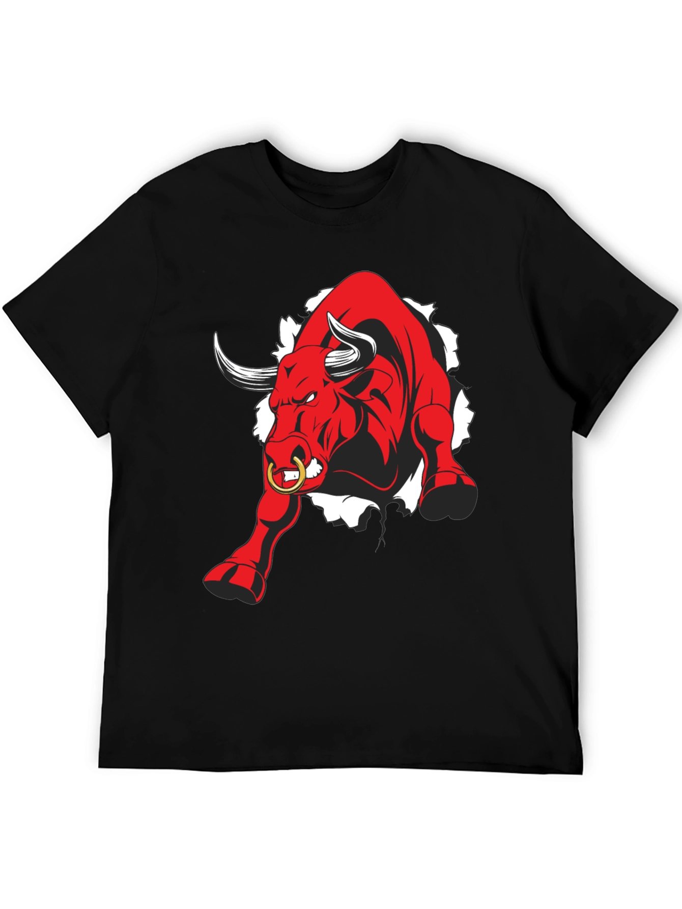 Black Raging Bull Graphic Tee - Black Cotton T-Shirt view 5