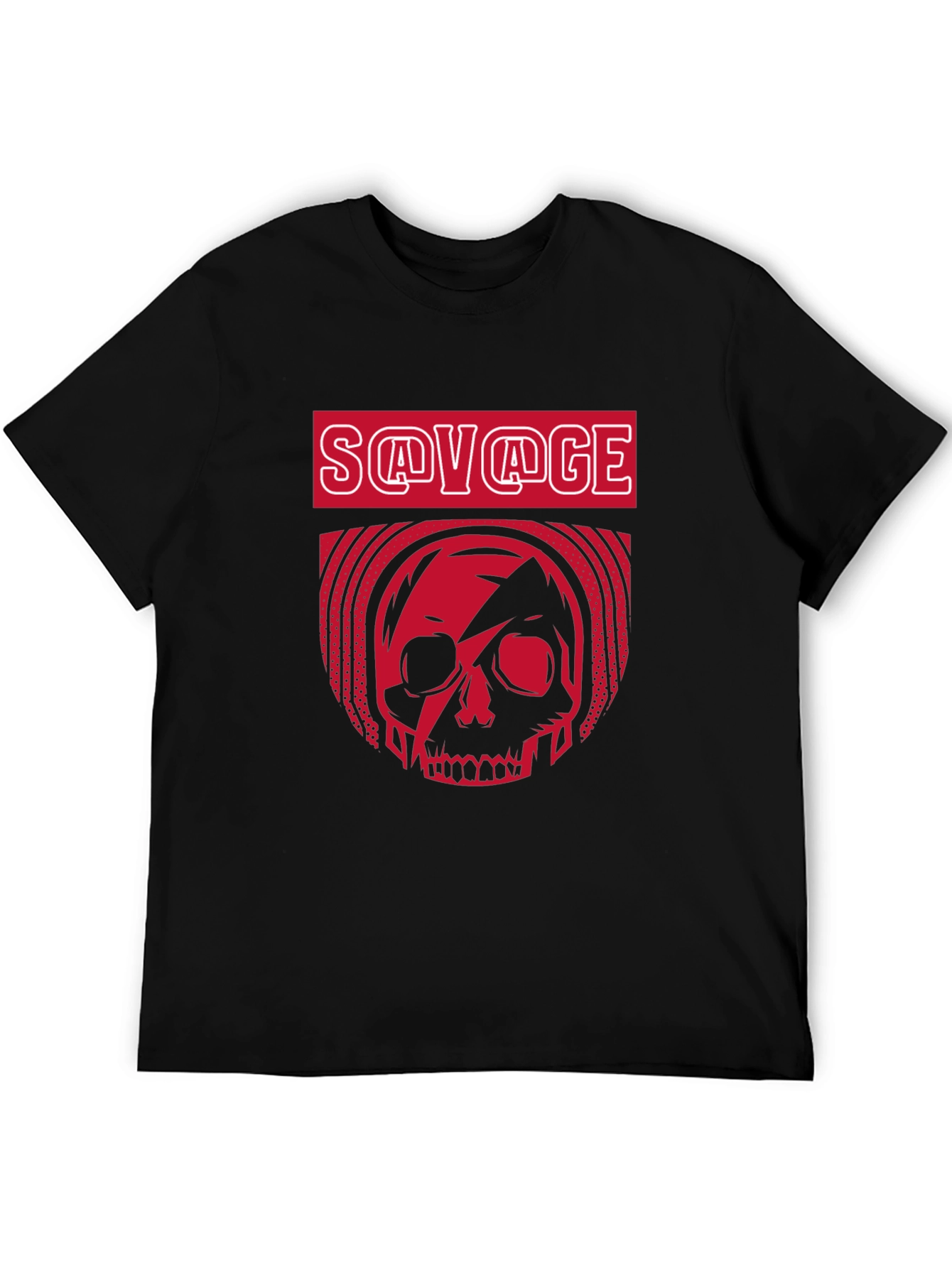 Black Savage Skull Graphic T-Shirt - Bold Red Design view 5