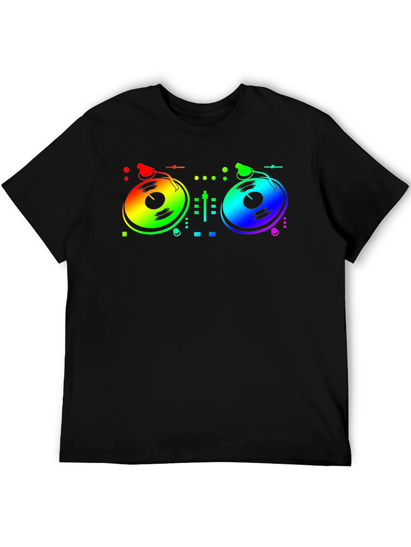 Black Rainbow DJ Turntable Graphic T-Shirt view 5