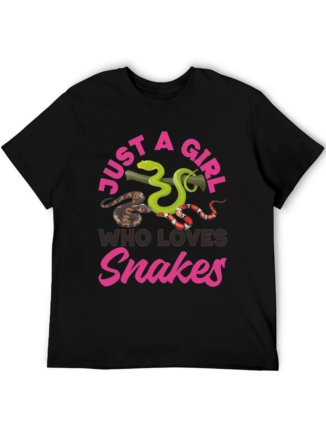 Black Just a Girl Who Loves Snakes Graphic T-Shirt view 5