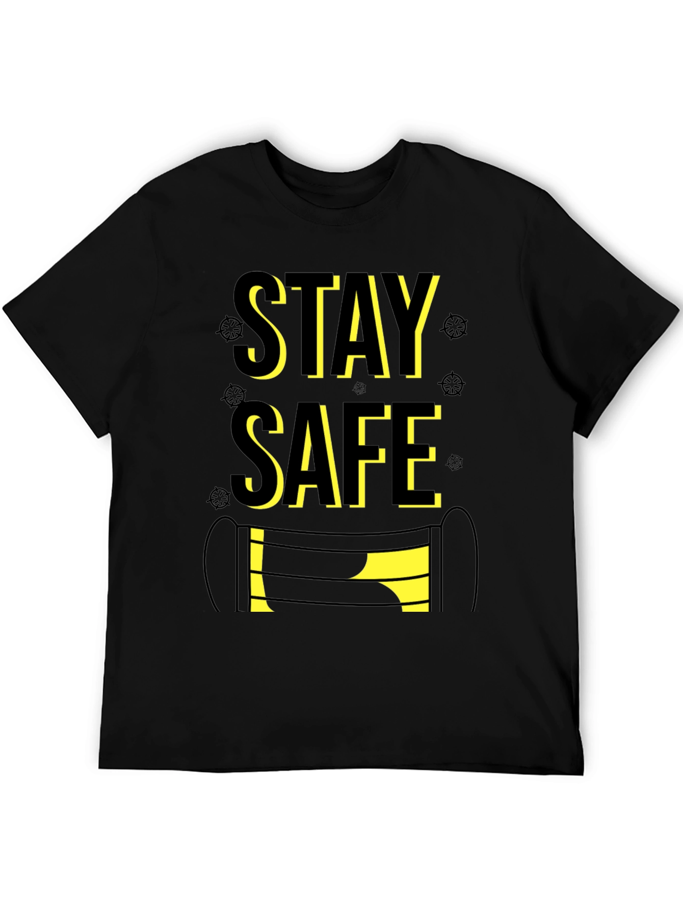Black Stay Safe Graphic Tee - Black Cotton Blend view 5