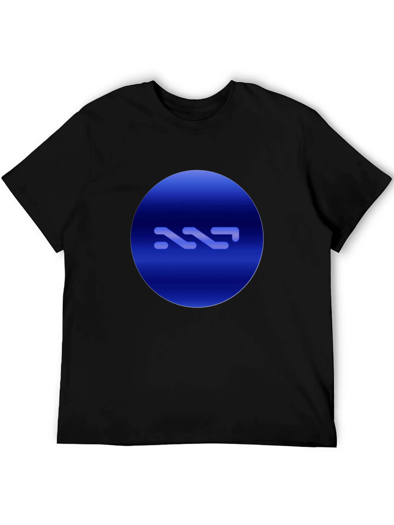 Black Modern Blue Circle Graphic Black T-Shirt view 5