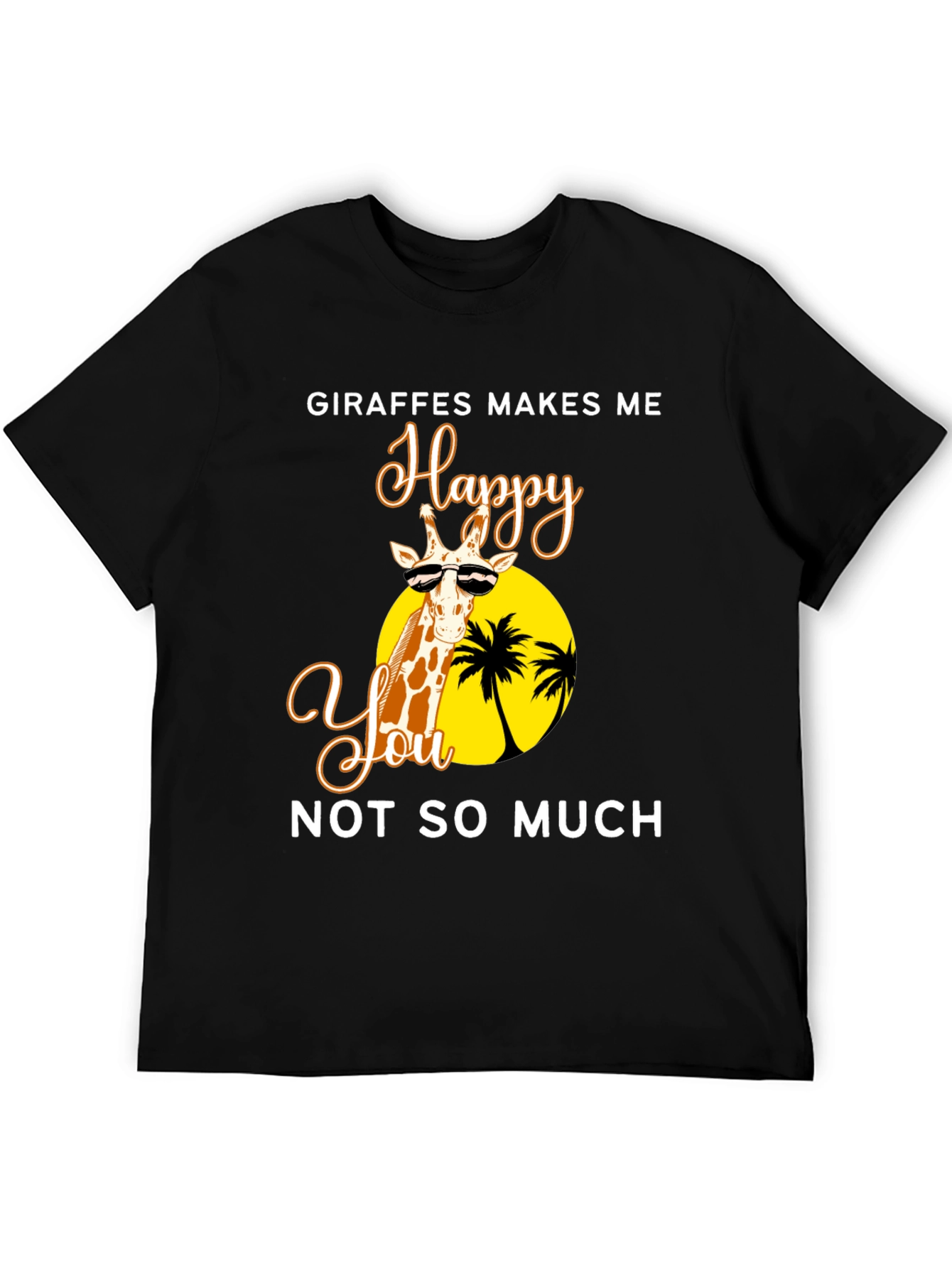 Black Giraffe Happy Tee - Unisex Novelty Graphic T-Shirt view 5