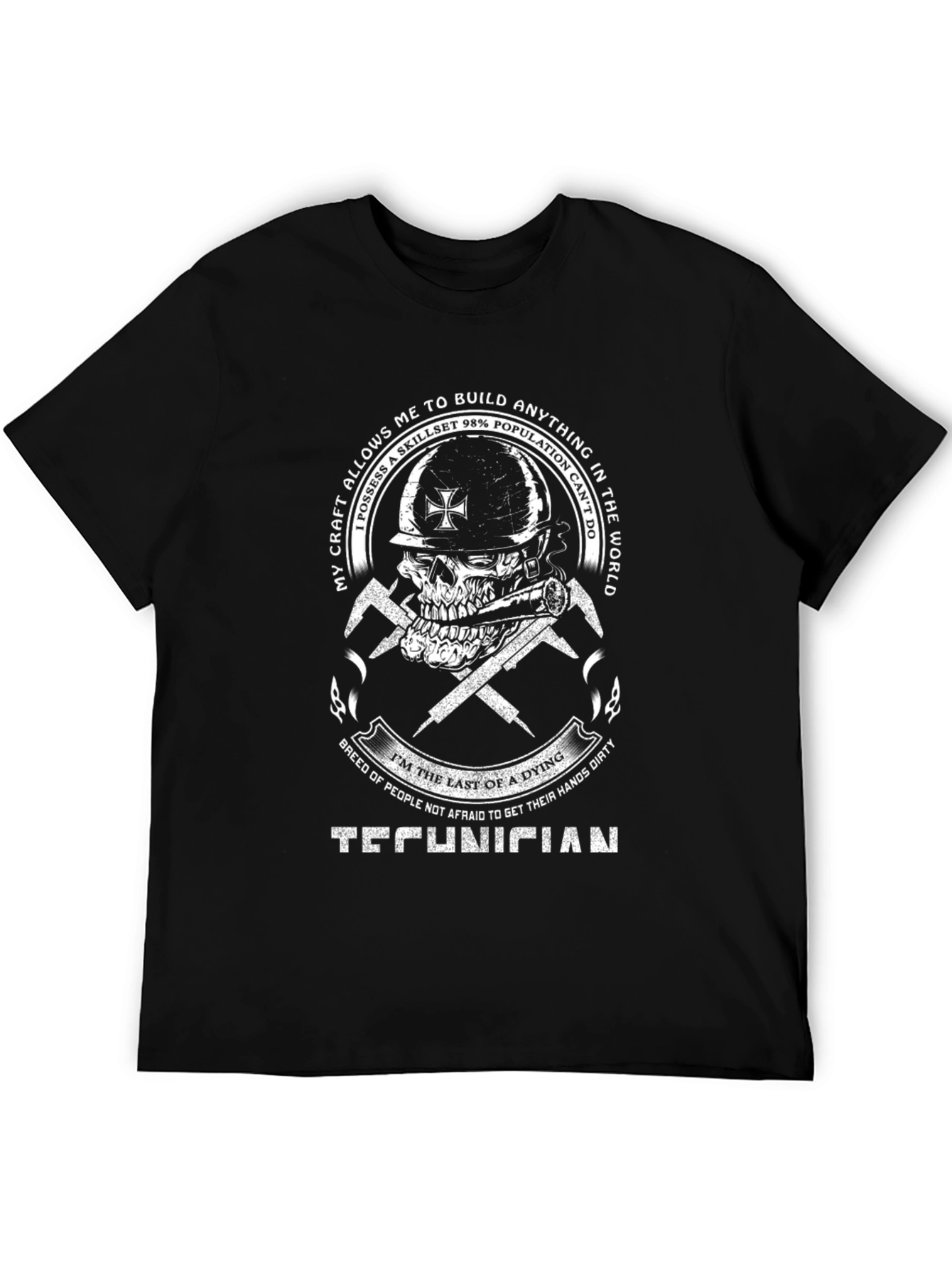Black Technician Skull Graphic Tee view 5