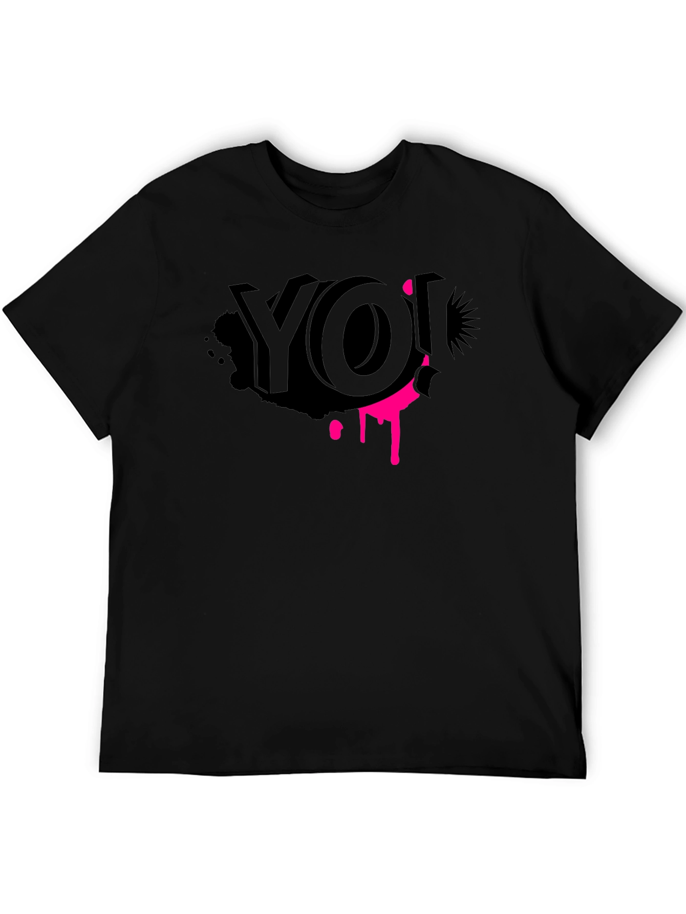 Black Edgy Graphic Tee - YO! Black Crew Neck view 5