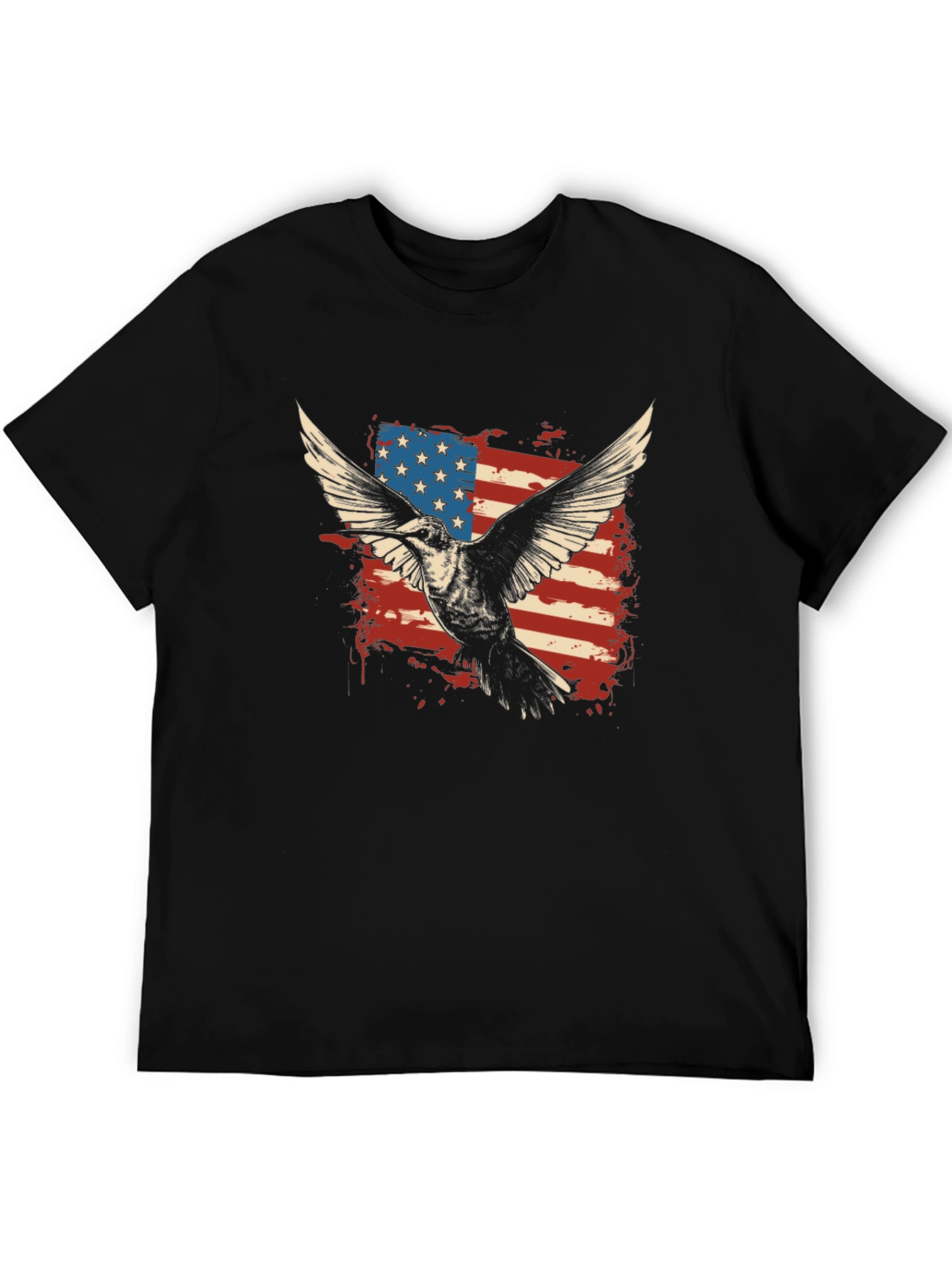 Black American Flag Eagle Graphic T-Shirt view 5