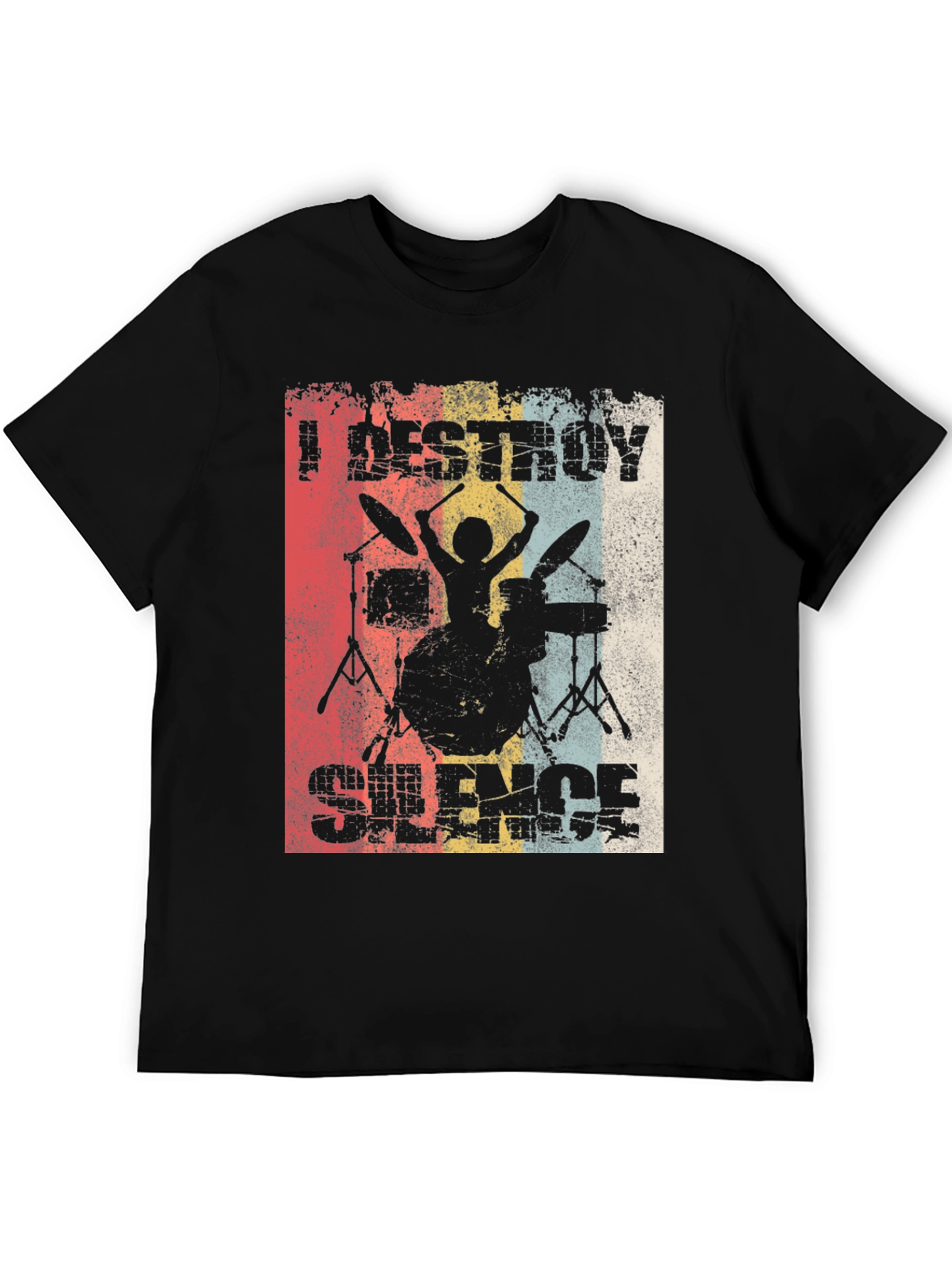 Black I Destroy Silence Drummer Graphic Tee view 5