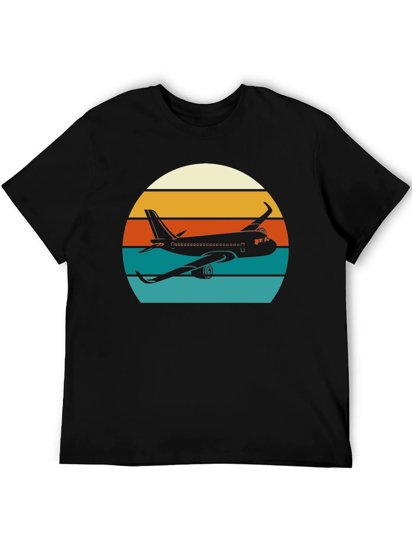 Black Retro Airplane Sunset T-Shirt - Aviation Tee view 5