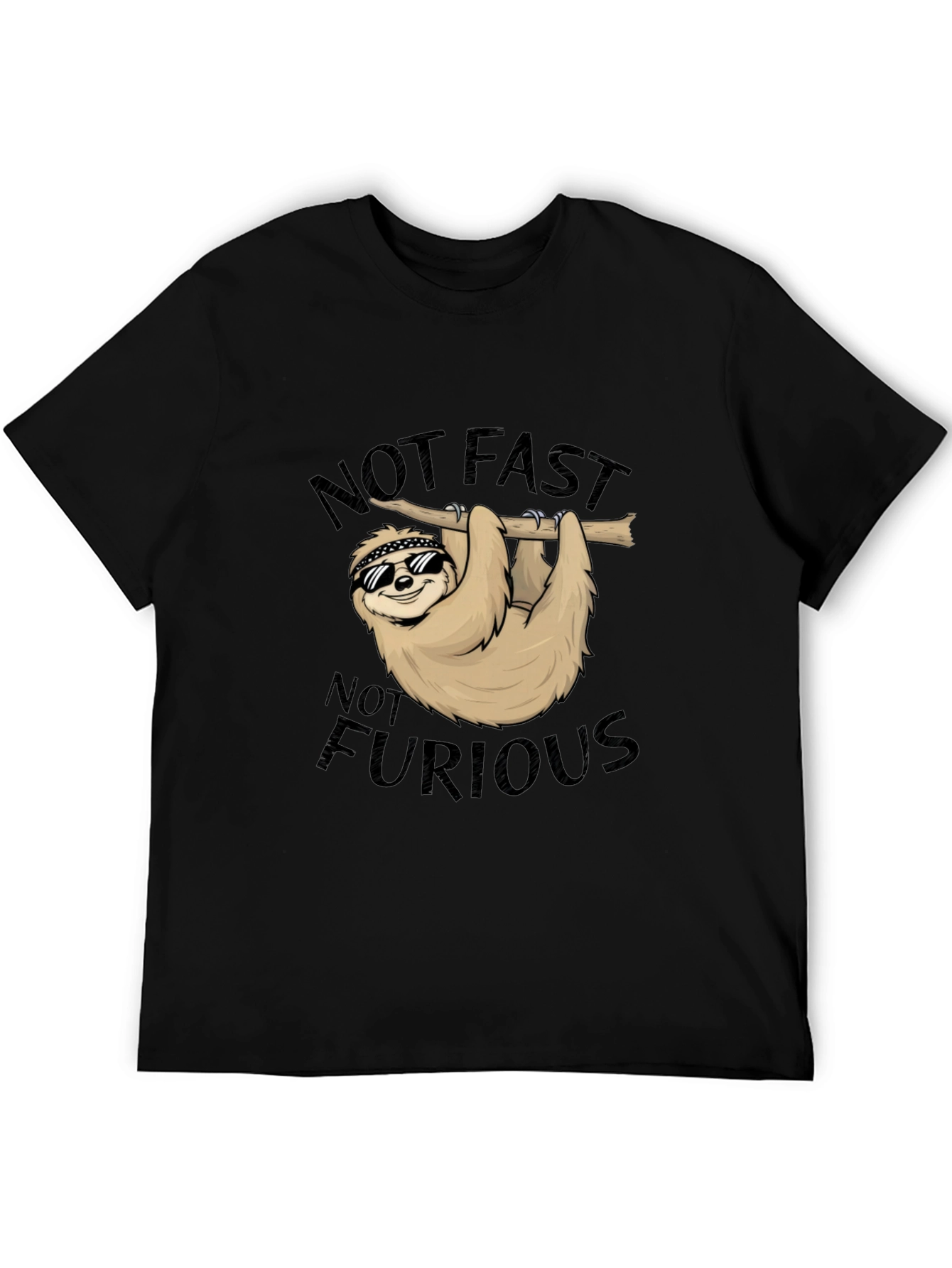 Black Not Fast Not Furious Sloth T-Shirt view 5