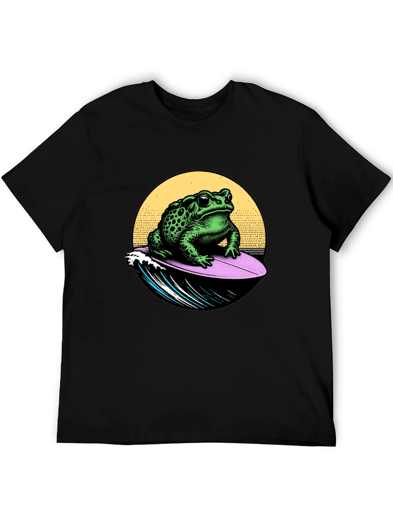 Black Surfing Toad Graphic T-Shirt - Black view 5