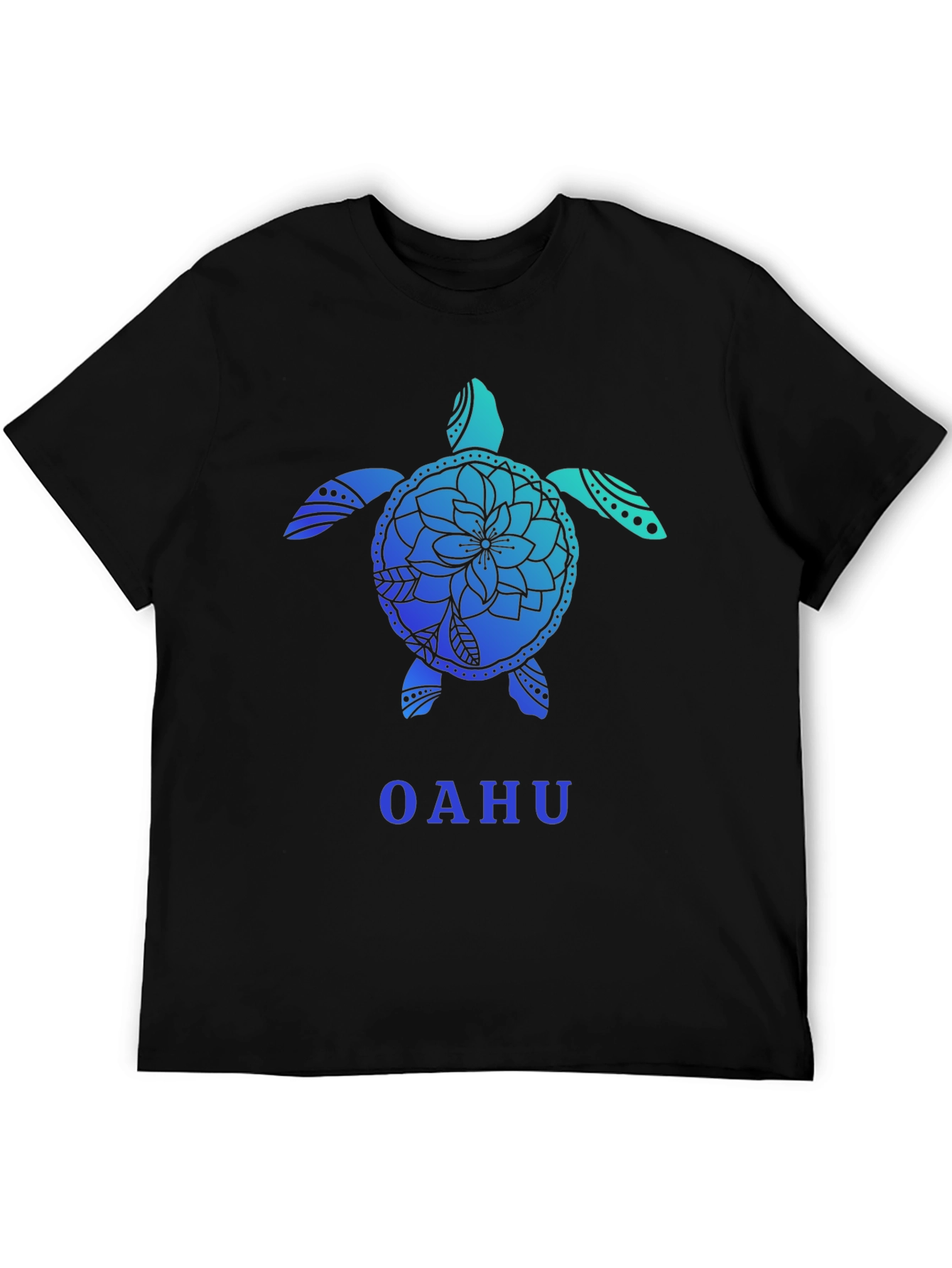 Black Oahu Turtle Graphic Tee - Black Cotton T-Shirt view 5
