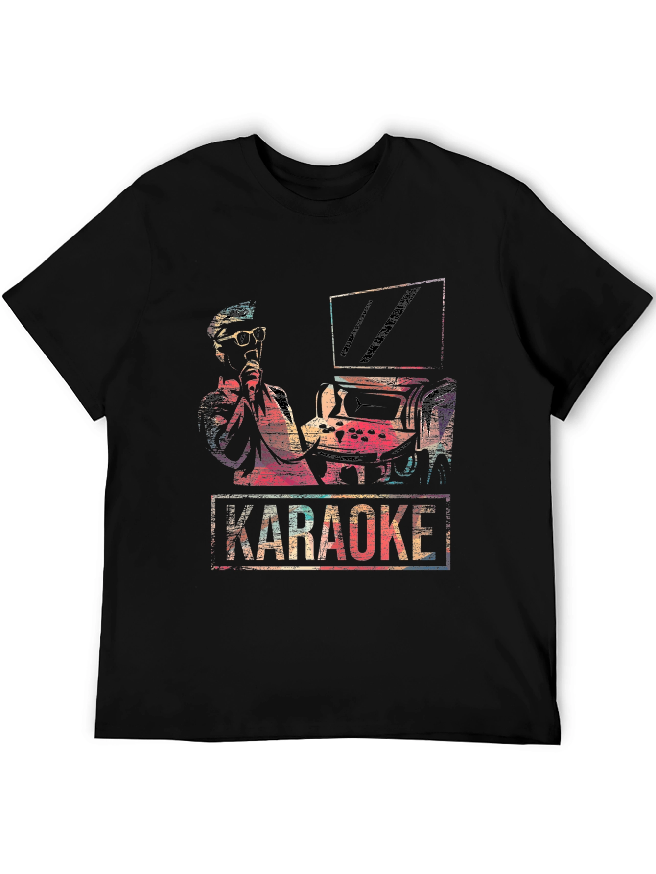 Black Retro Karaoke T-Shirt - Vintage Music Design view 5